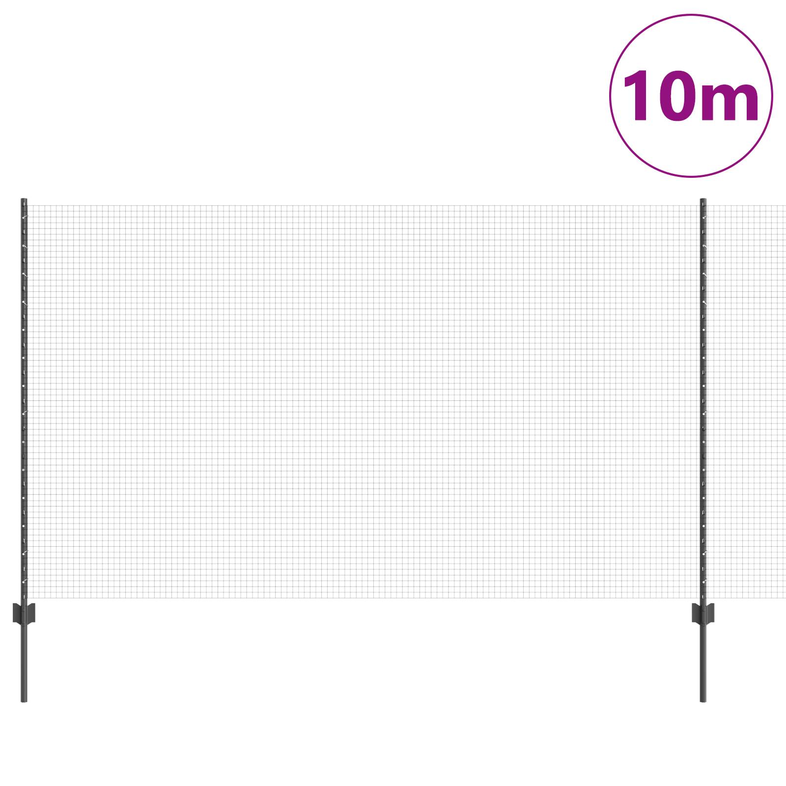 vidaXL Schweißdrahtzaun mit 10 U-Pfosten Grau 1,4x10 m Stahl
