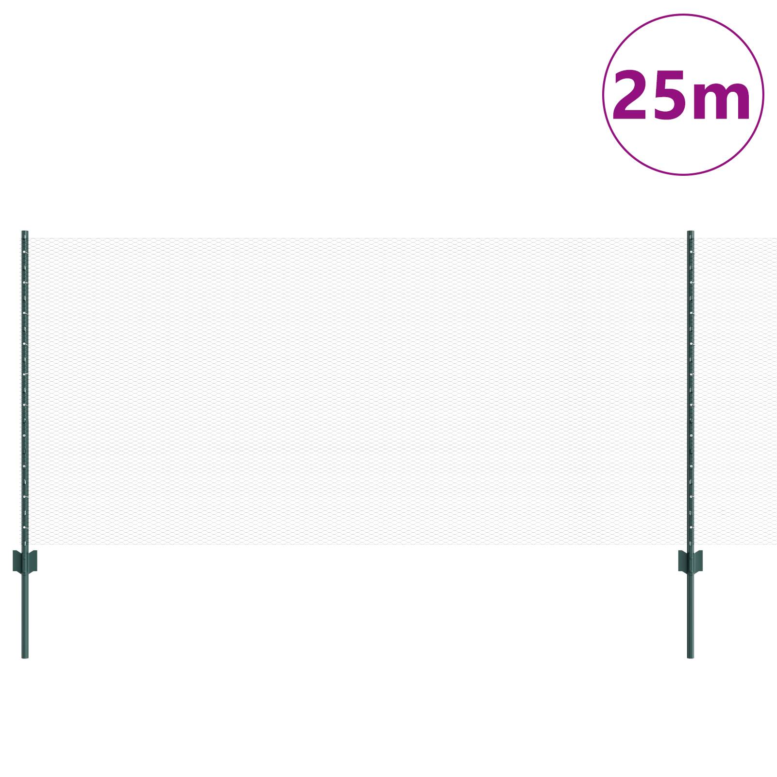 vidaXL Gartenzaun Set Set von 2 Grün Metall, Kunststoff 25 x 1 m Zaun