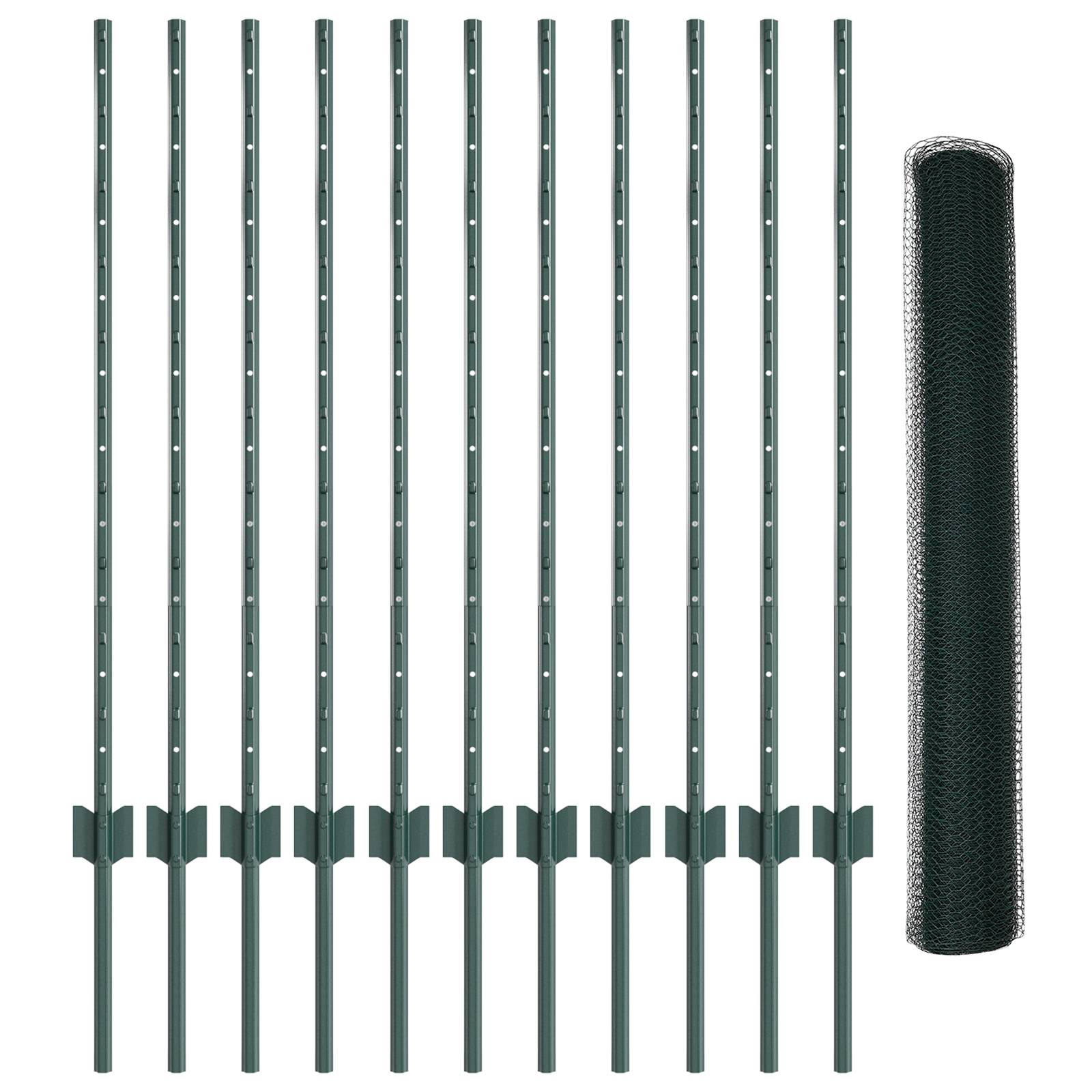 vidaXL Gartenzaun Set Set von 2 Grün Metall, Kunststoff 25 x 1 m Zaun