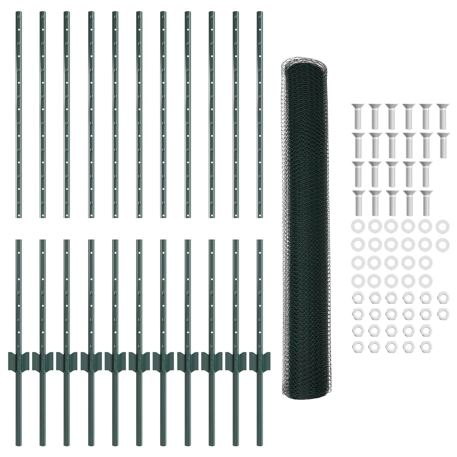 vidaXL Gartenzaun Set Set von 2 Grün Metall, Kunststoff 25 x 1 m Zaun