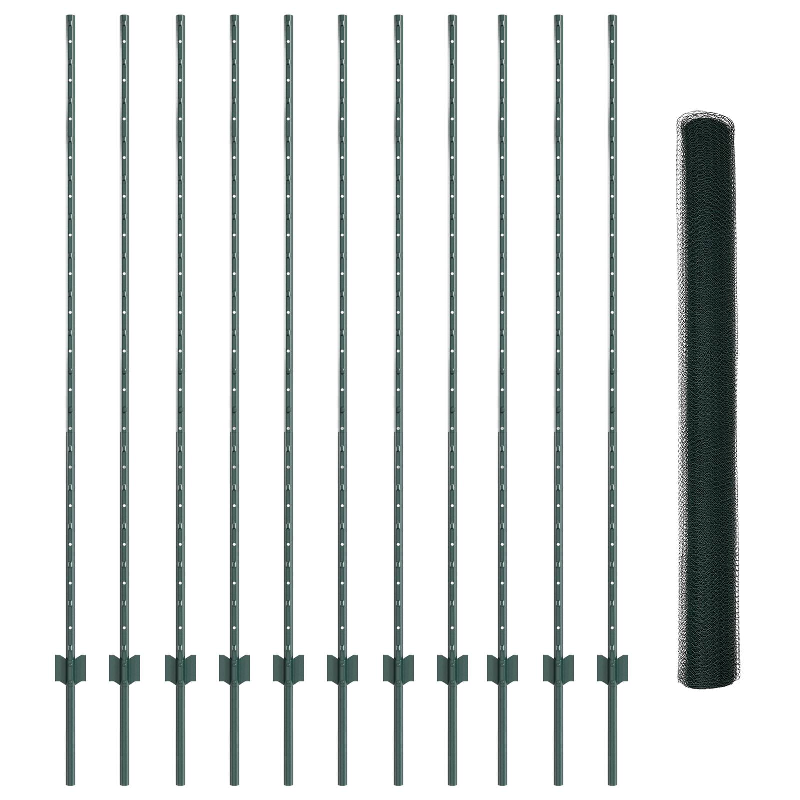 vidaXL Zaunpfosten 11 Stk. U-Kanal Grün 160 cm Stahl