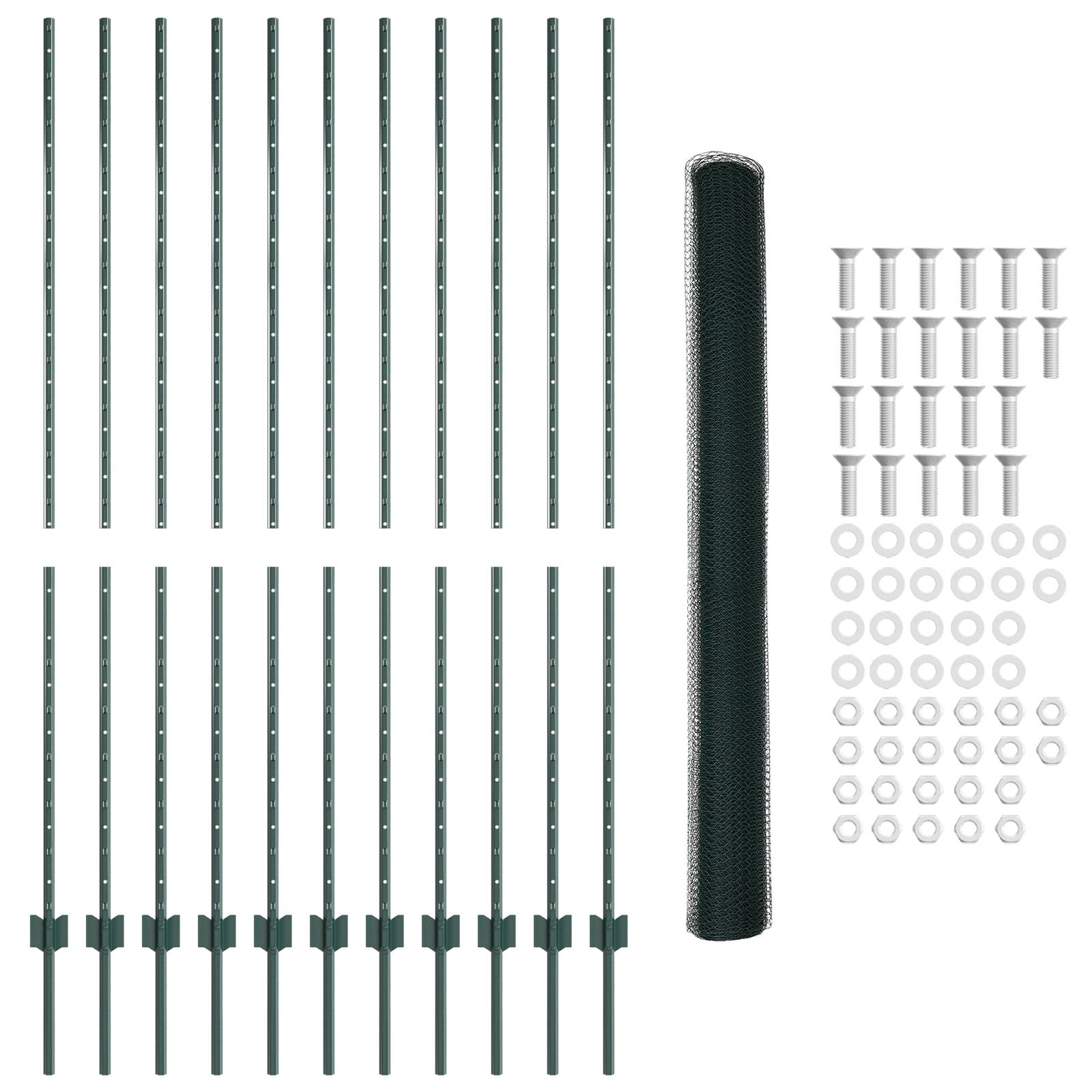 vidaXL Zaunpfosten 11 Stk. U-Kanal Grün 160 cm Stahl
