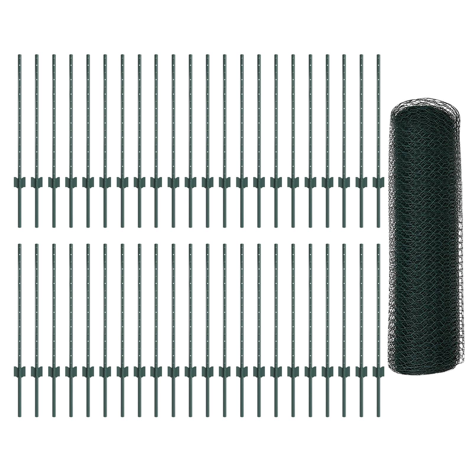 vidaXL Zaunpfosten 11 Stück U-Channel Grün 80 cm Stahl