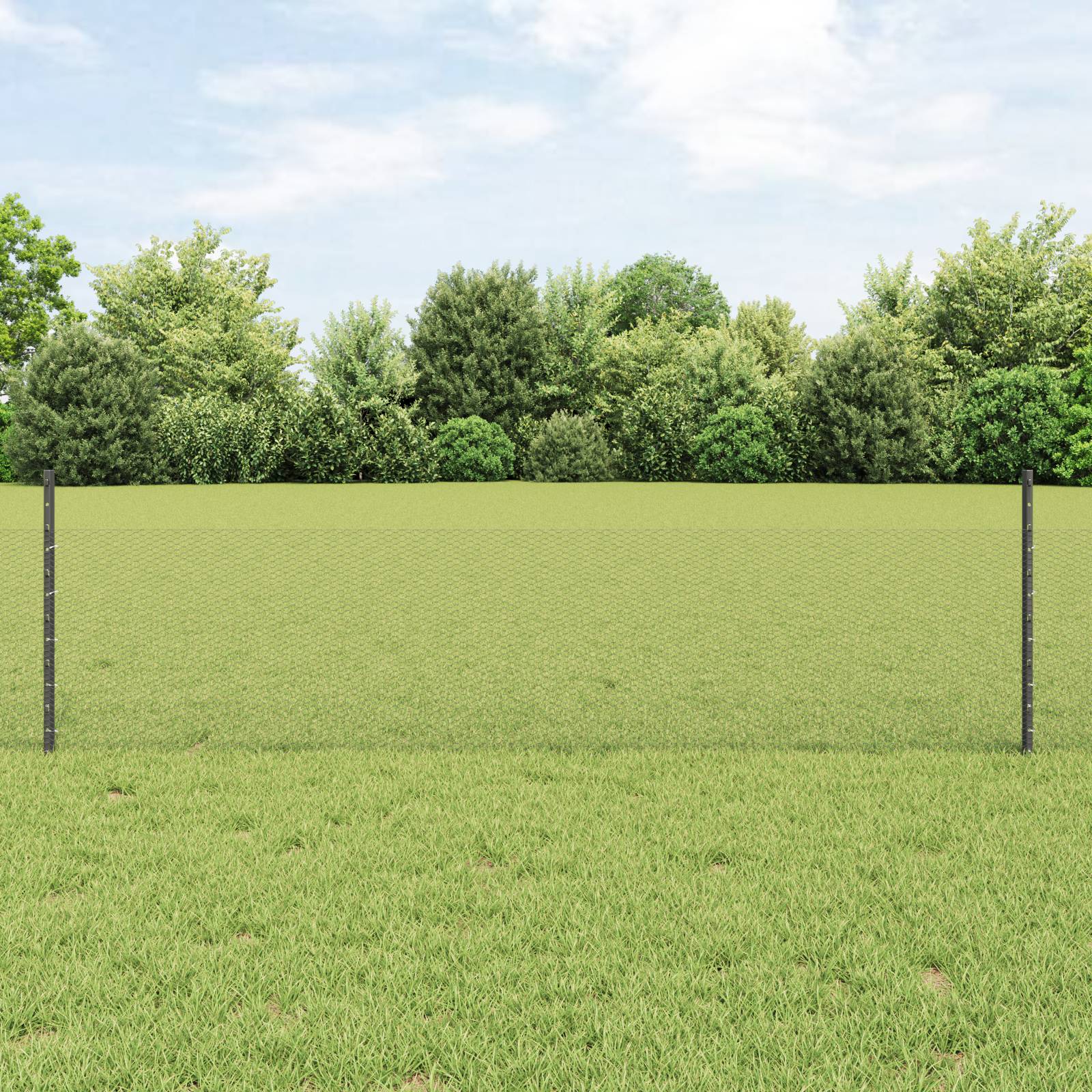 vidaXL Gartenzaun-Set Set aus 2 Grau Stahlnetz 25 x 0,5 m Zaun Tragbar