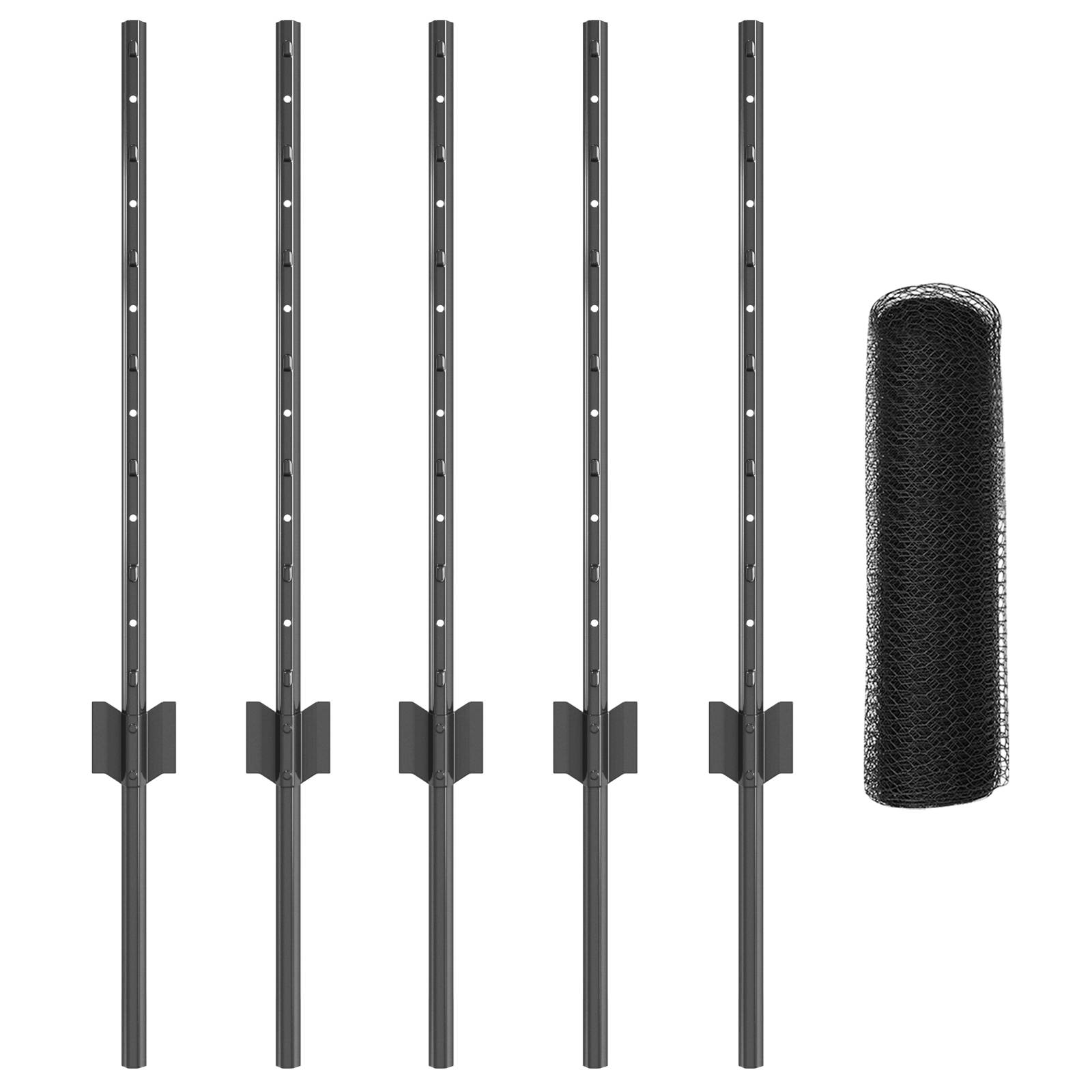 vidaXL Zaunpfosten 5 Stk U-Kanal Grau 60 cm Stahl