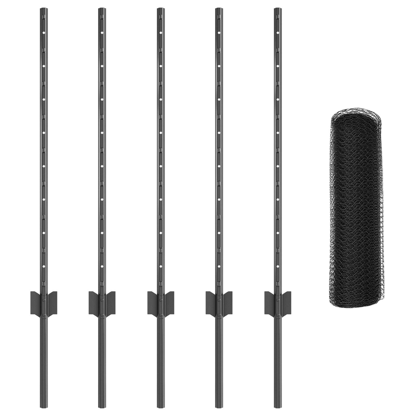 vidaXL Zaunpfosten 5 Stück U-Profil Grau 80 cm Stahl