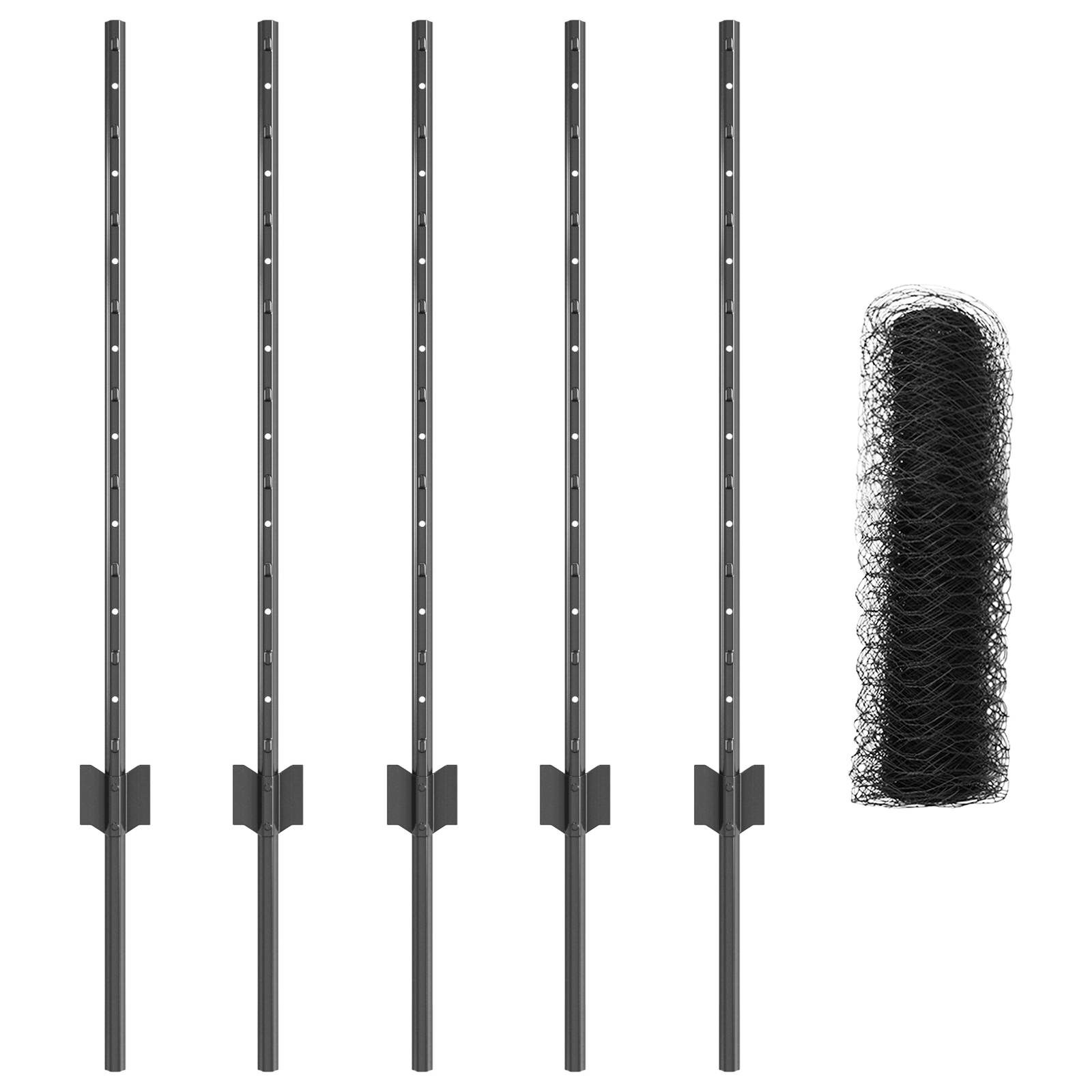 vidaXL Zaunpfosten 5 Stk U-Kanal Grau 80 cm Stahl