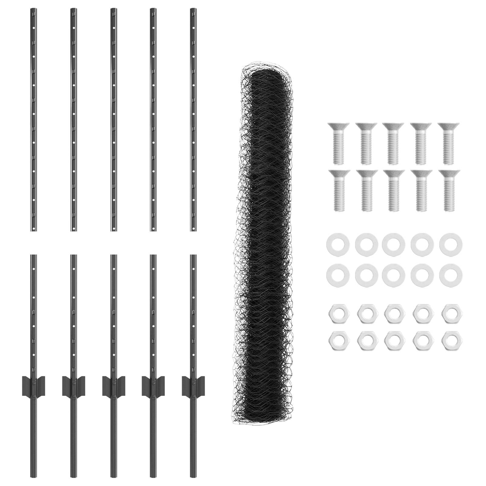 vidaXL Zaunpfosten 10 Stück U-Kanal Grau 100 cm Stahl