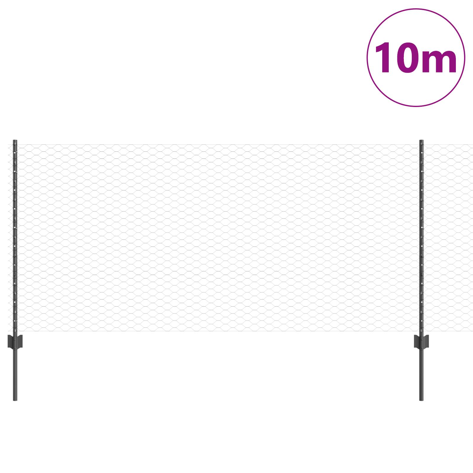vidaXL Zaunpfosten 10 Stück U-Kanal Grau 100 cm Stahl