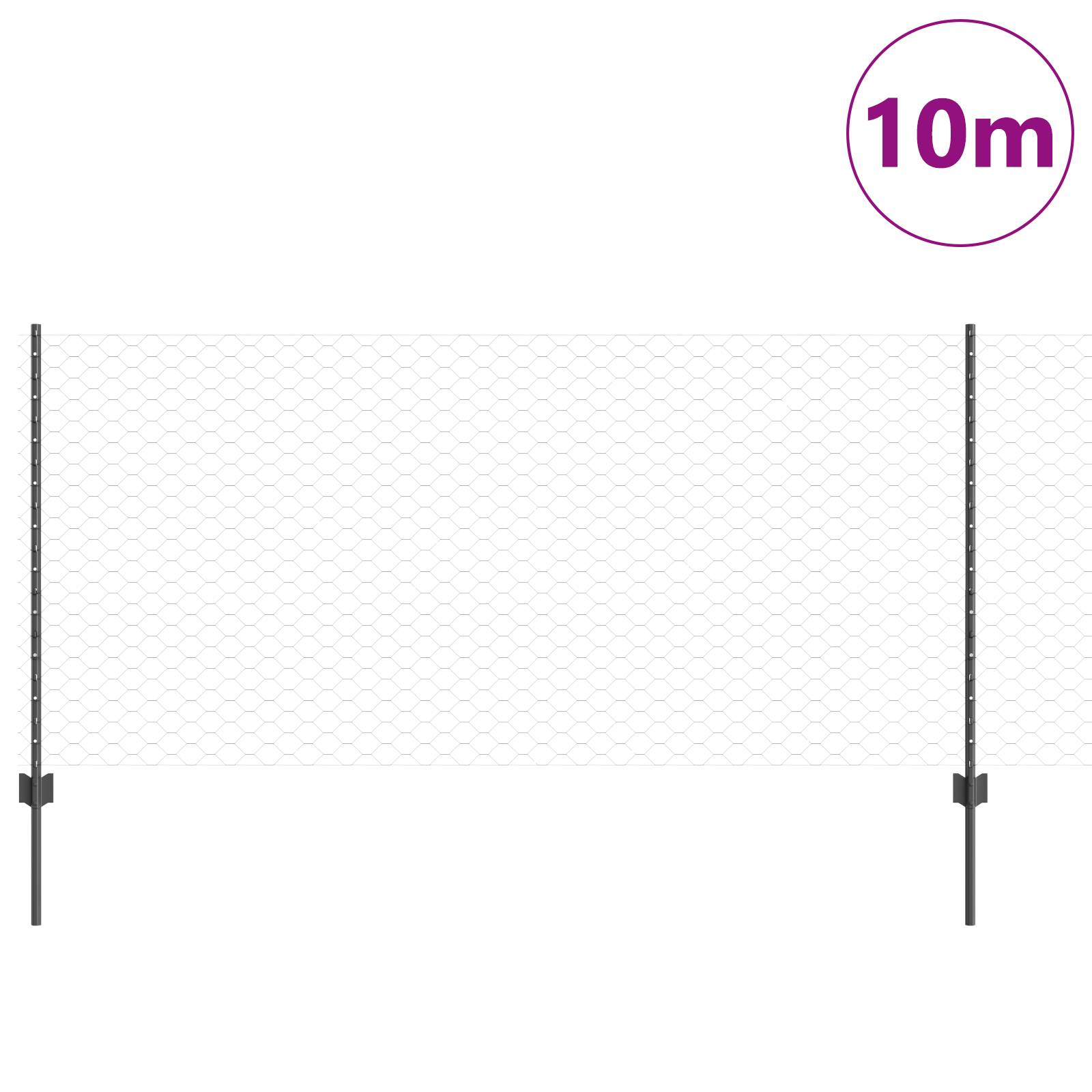 vidaXL Zaunpfosten 10 Stück U-Kanal Grau 100 cm Stahl