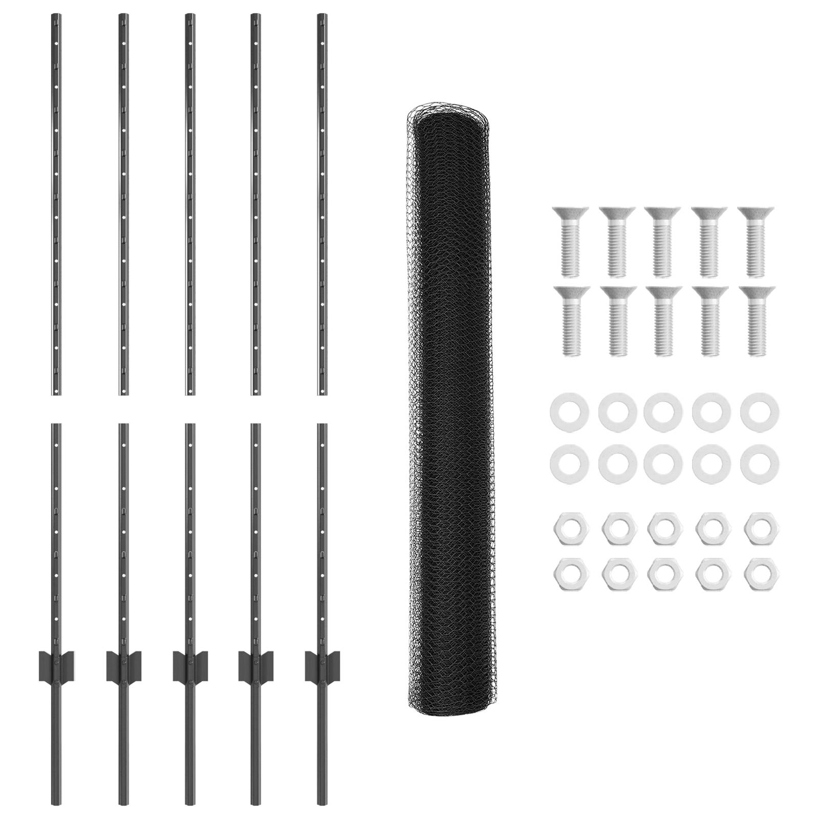 vidaXL Zaunpfosten 10 Stück U-Kanal Grau 120 cm Stahl
