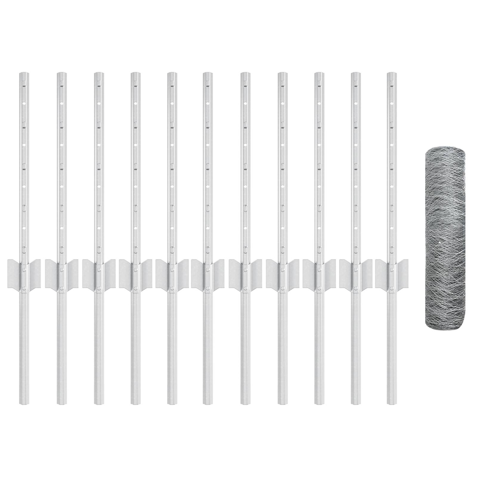 vidaXL Zaunpfosten 11 Stück U-Profil 40 cm feuerverzinkter Stahl