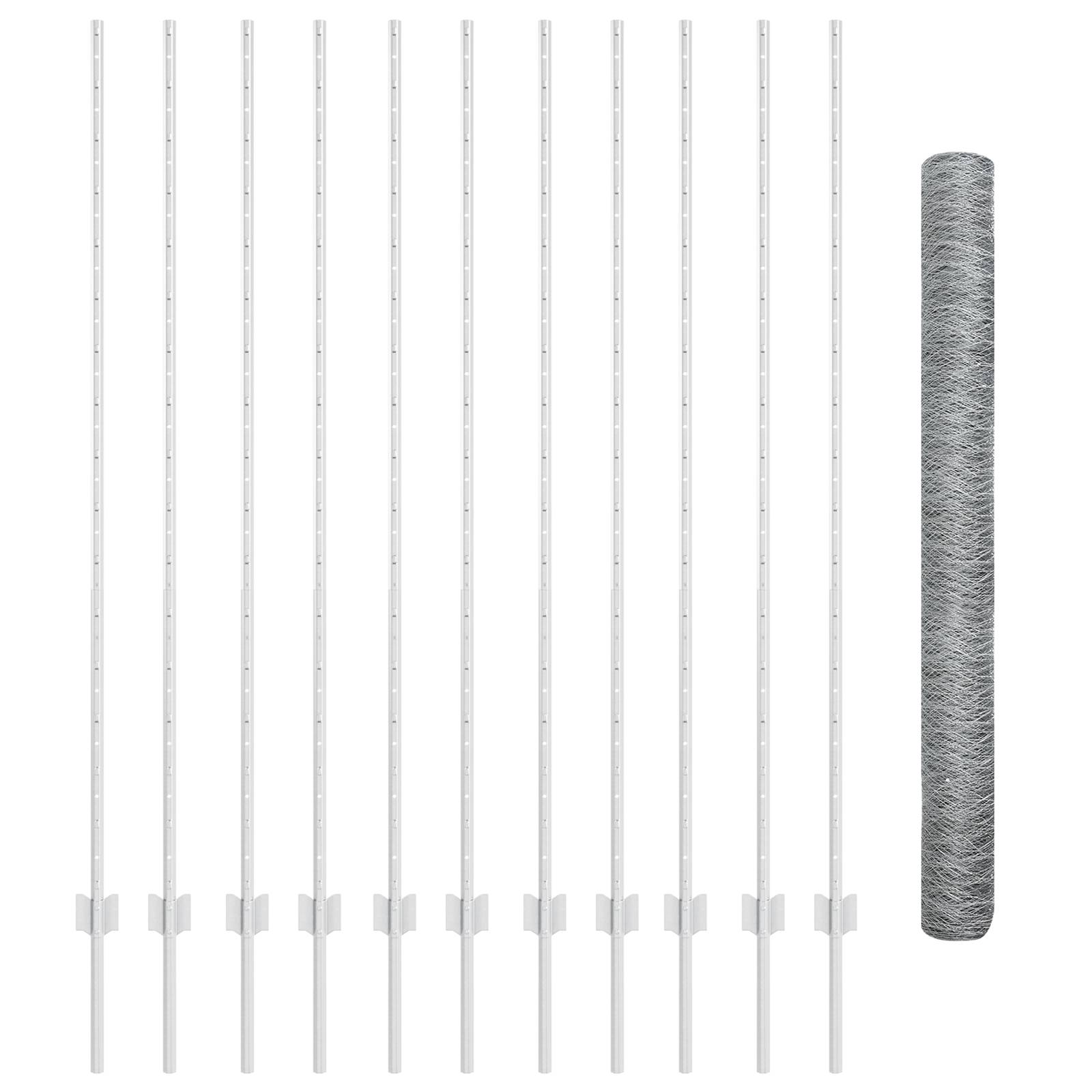 vidaXL Hexagon-Zaun-Set Set aus 2 Verzinkter Stahl 25 x 1,5 m Langlebig