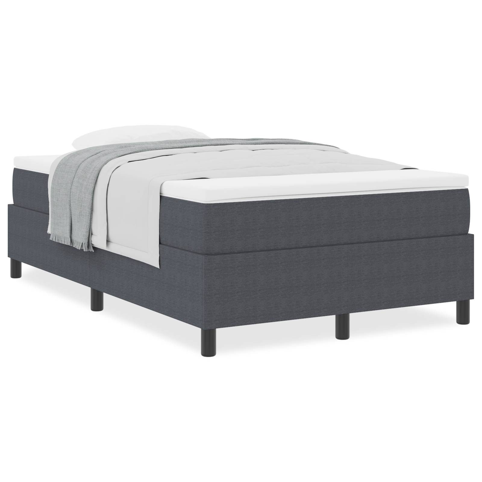 vidaXL Boxspringbett mit Matratze Dunkelgrau Kleines Doppelbett Cordstoff