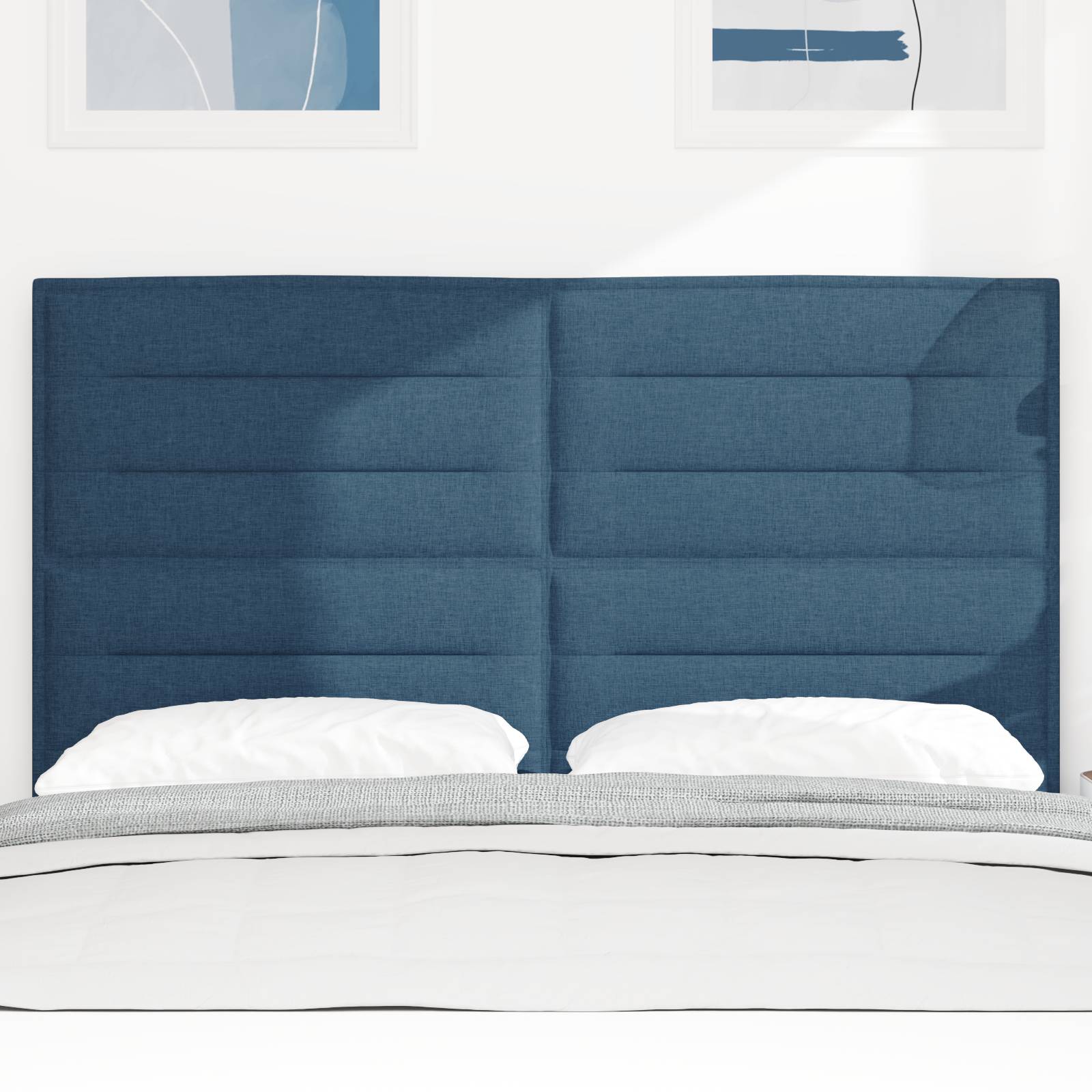 vidaXL LED Kopfteil Linien-Design Blau 80 cm Stoff