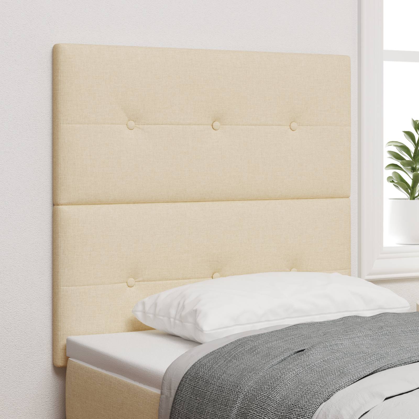 vidaXL Kopfteil mit Knopfheftung Creme 80 cm Stoff