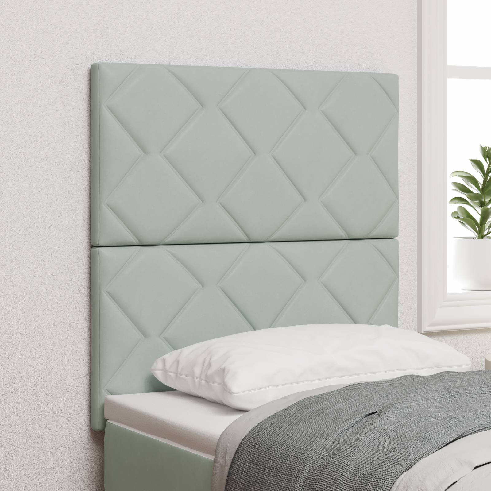 vidaXL Kopfteil im Diamantblock-Design in Hellgrau, 80 cm, aus Samt