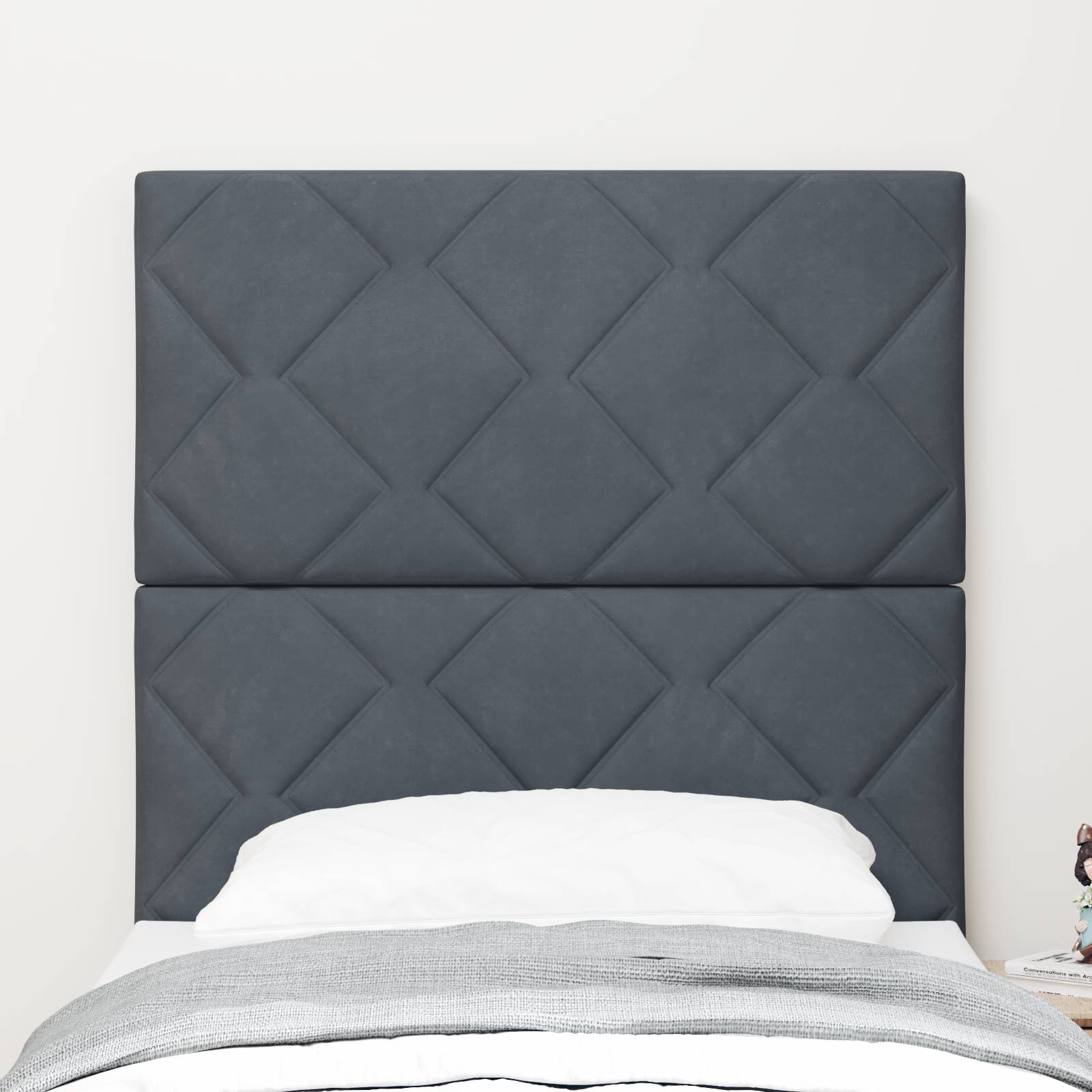 vidaXL Dunkelgrau Samt Kopfteil mit Diamantblöcken - 80 cm