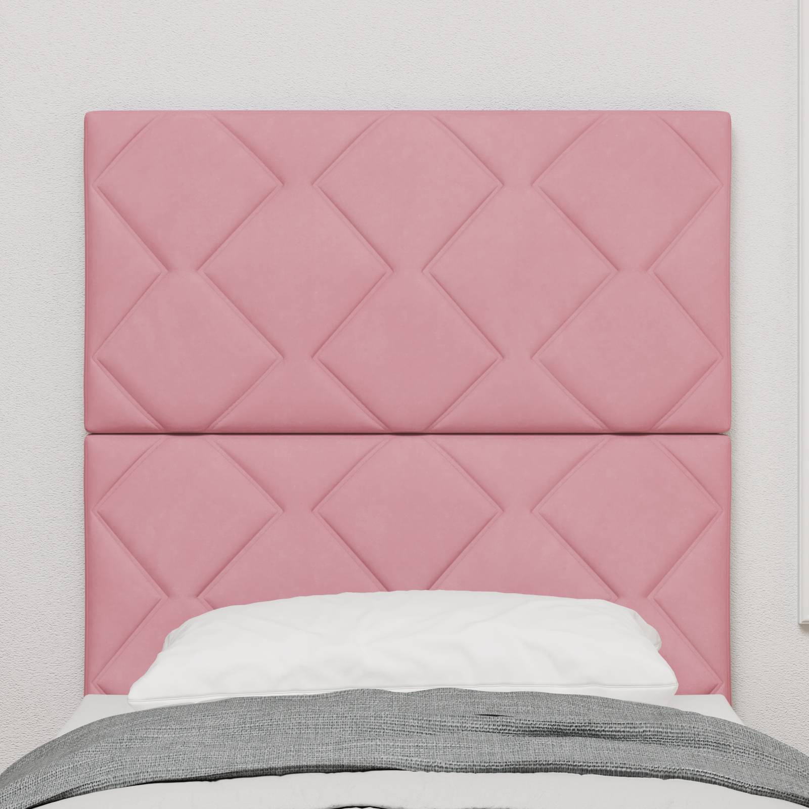 vidaXL Rosa Samt Kopfteil - 80 cm im Diamantblockdesign
