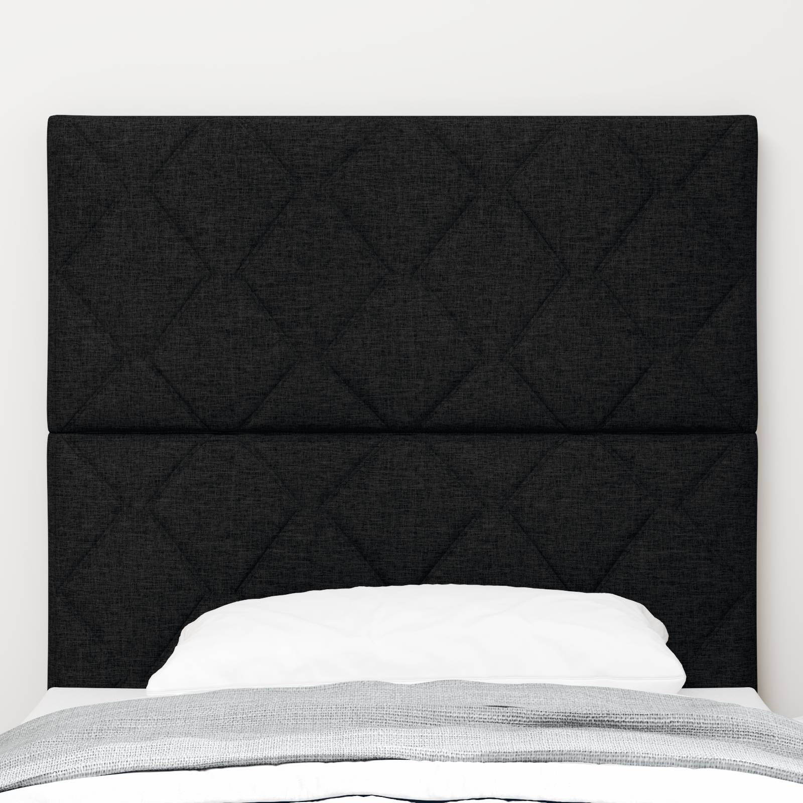 vidaXL LED Kopfteil Rautenmuster Schwarz 100 cm Stoff