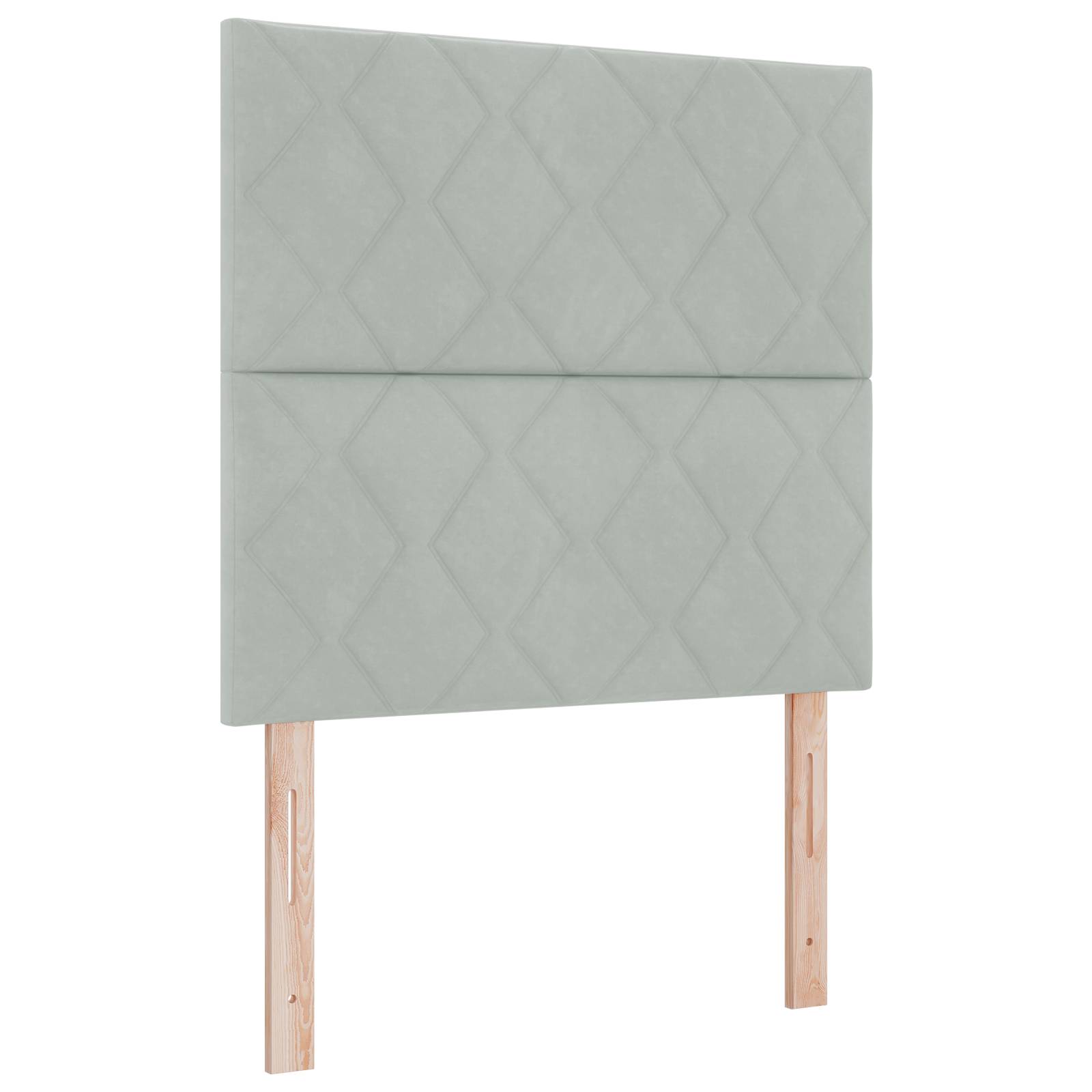 vidaXL LED Kopfteil Diamantblock Design Hellgrau 100 cm Samt