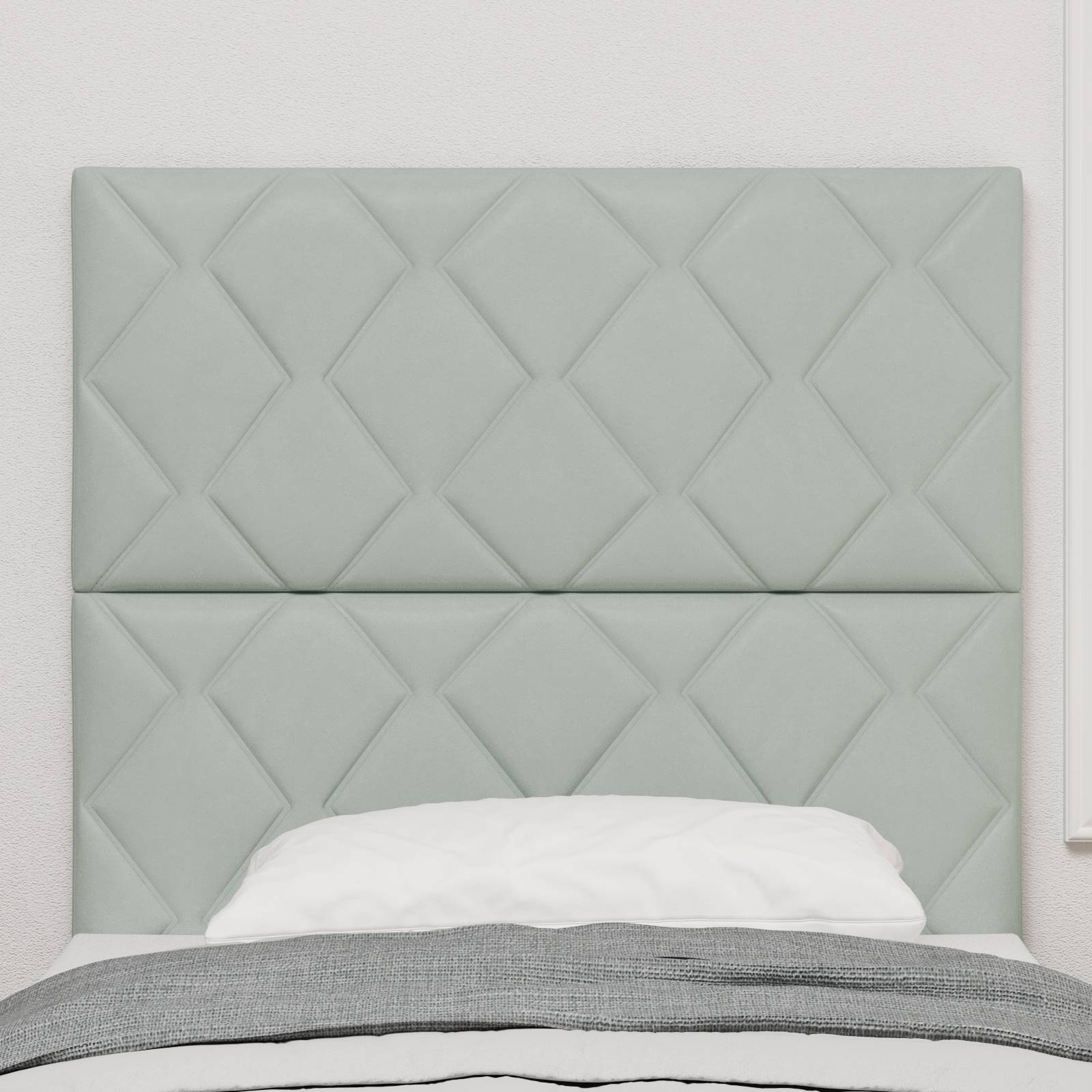vidaXL LED Kopfteil Diamantblock Design Hellgrau 100 cm Samt