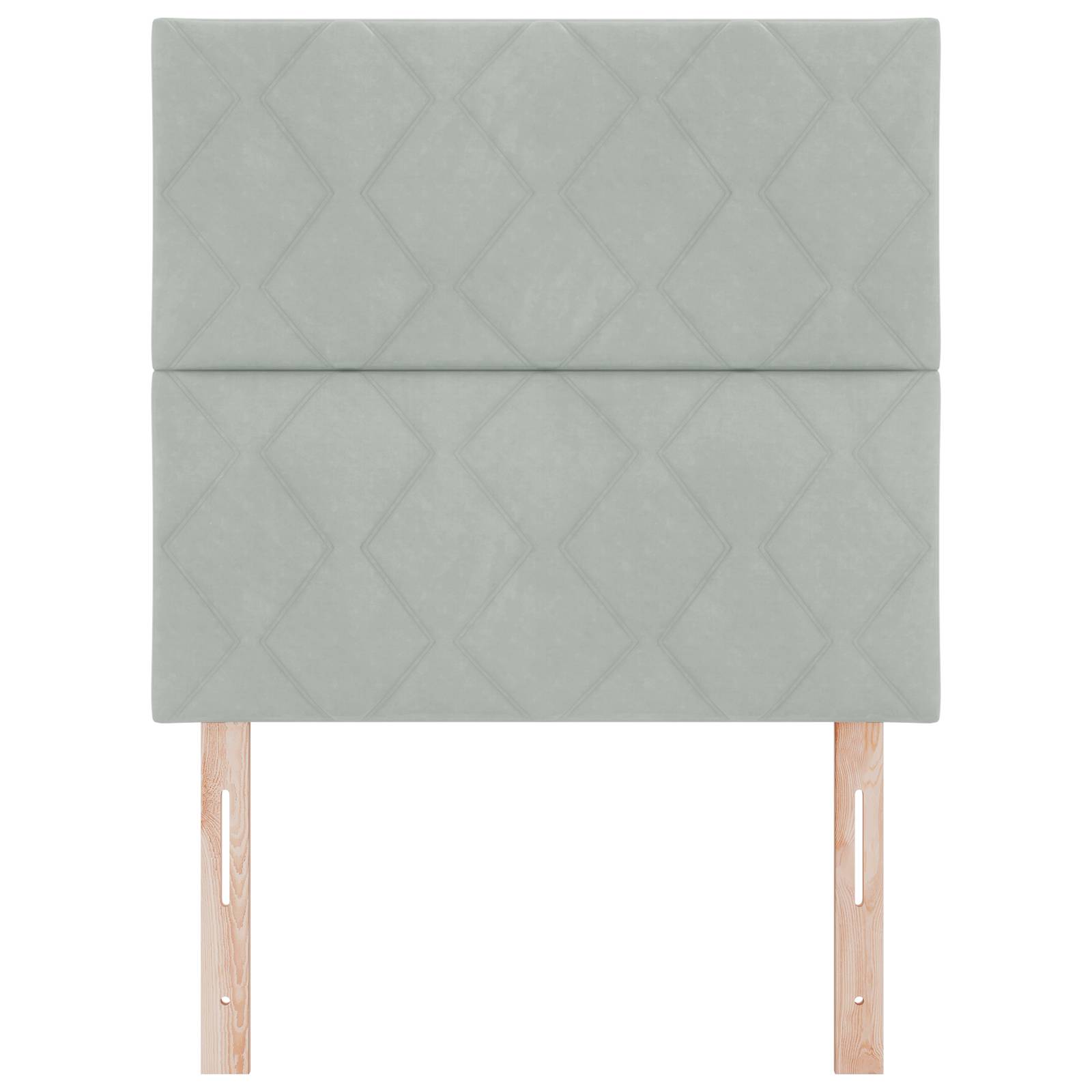 vidaXL LED Kopfteil Diamantblock Design Hellgrau 100 cm Samt