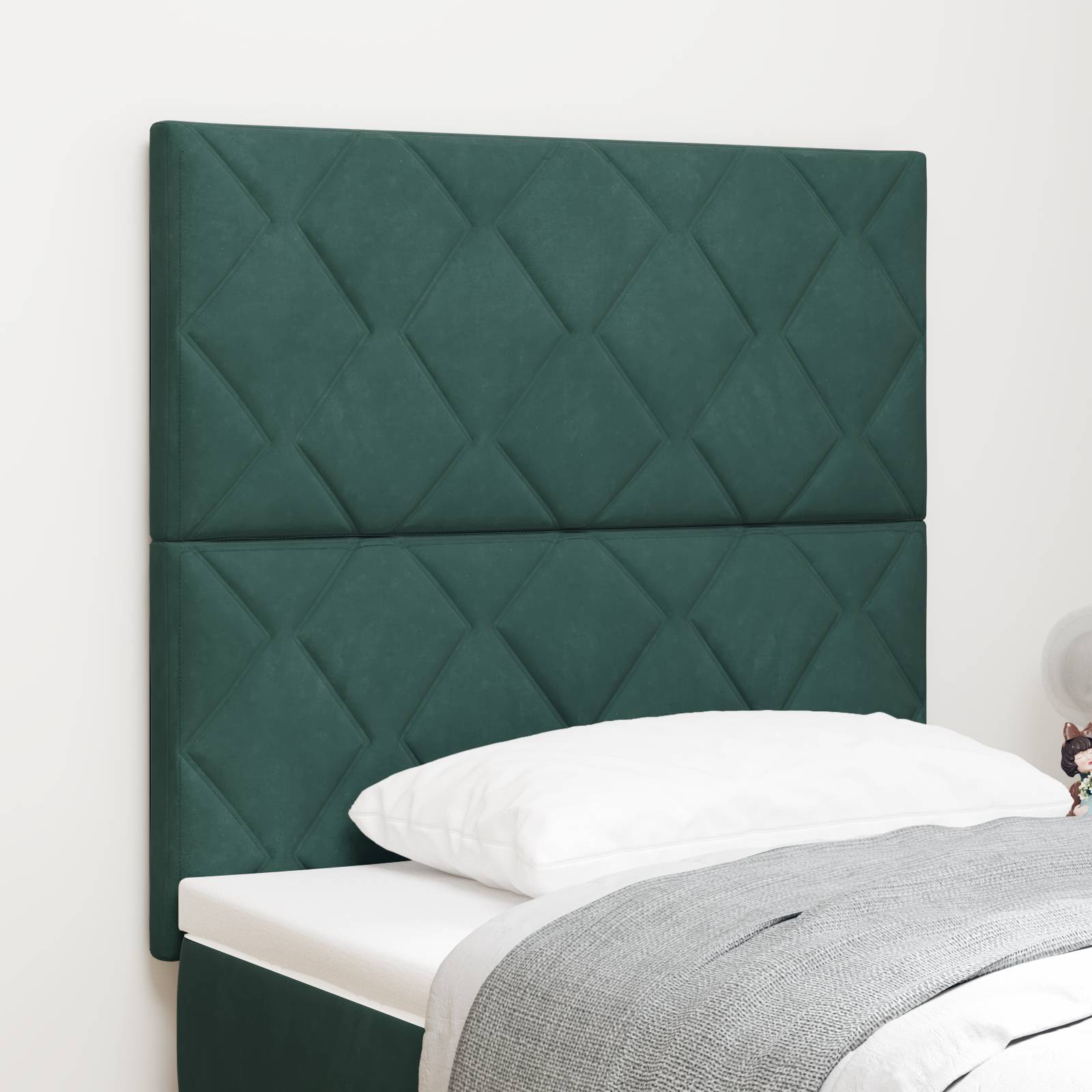 vidaXL Kopfteil - Diamantblock-Design, Dunkelgrün, 100 cm Samt