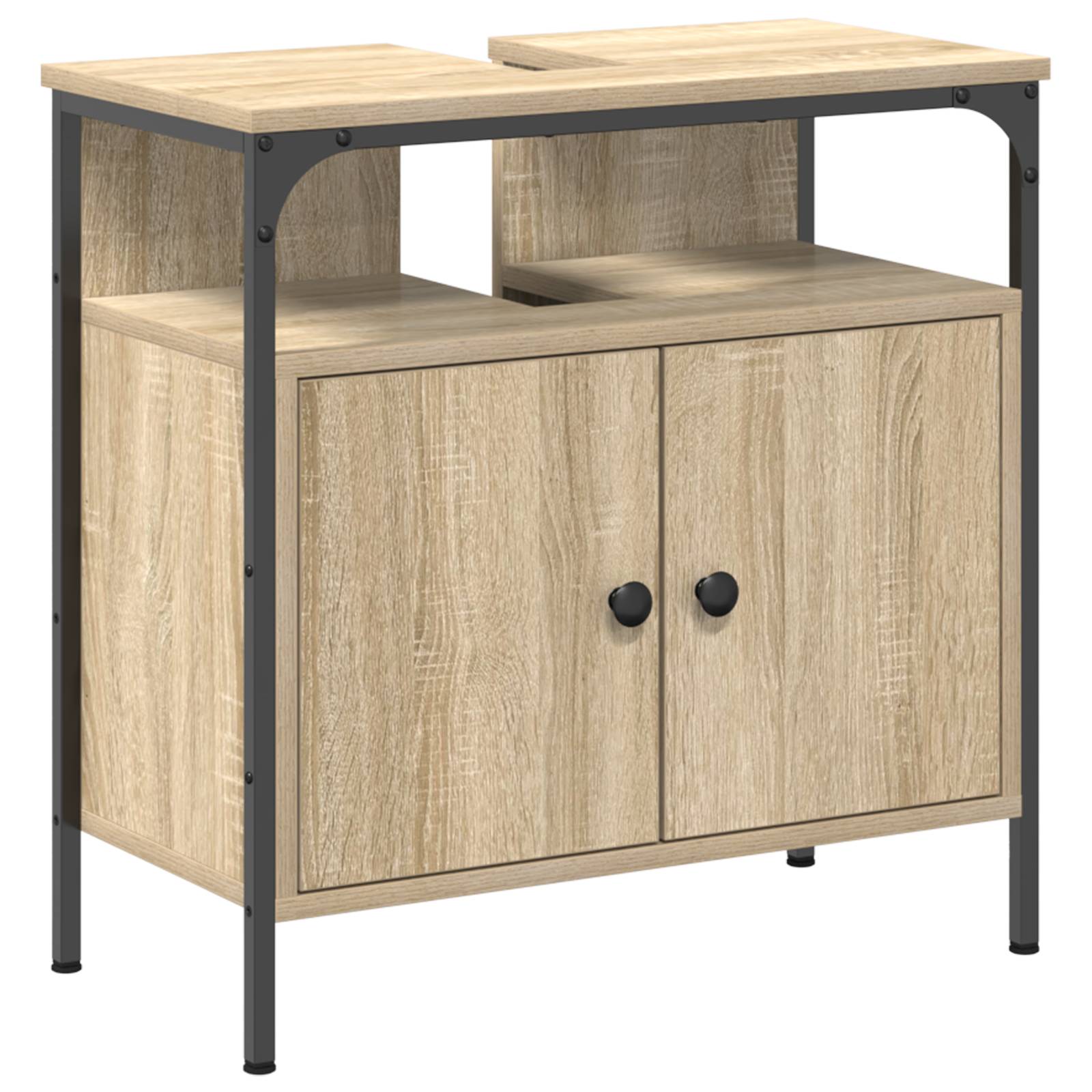 vidaXL 3-tlg. Badschrank-Set Sonoma Eiche Holzwerkstoff