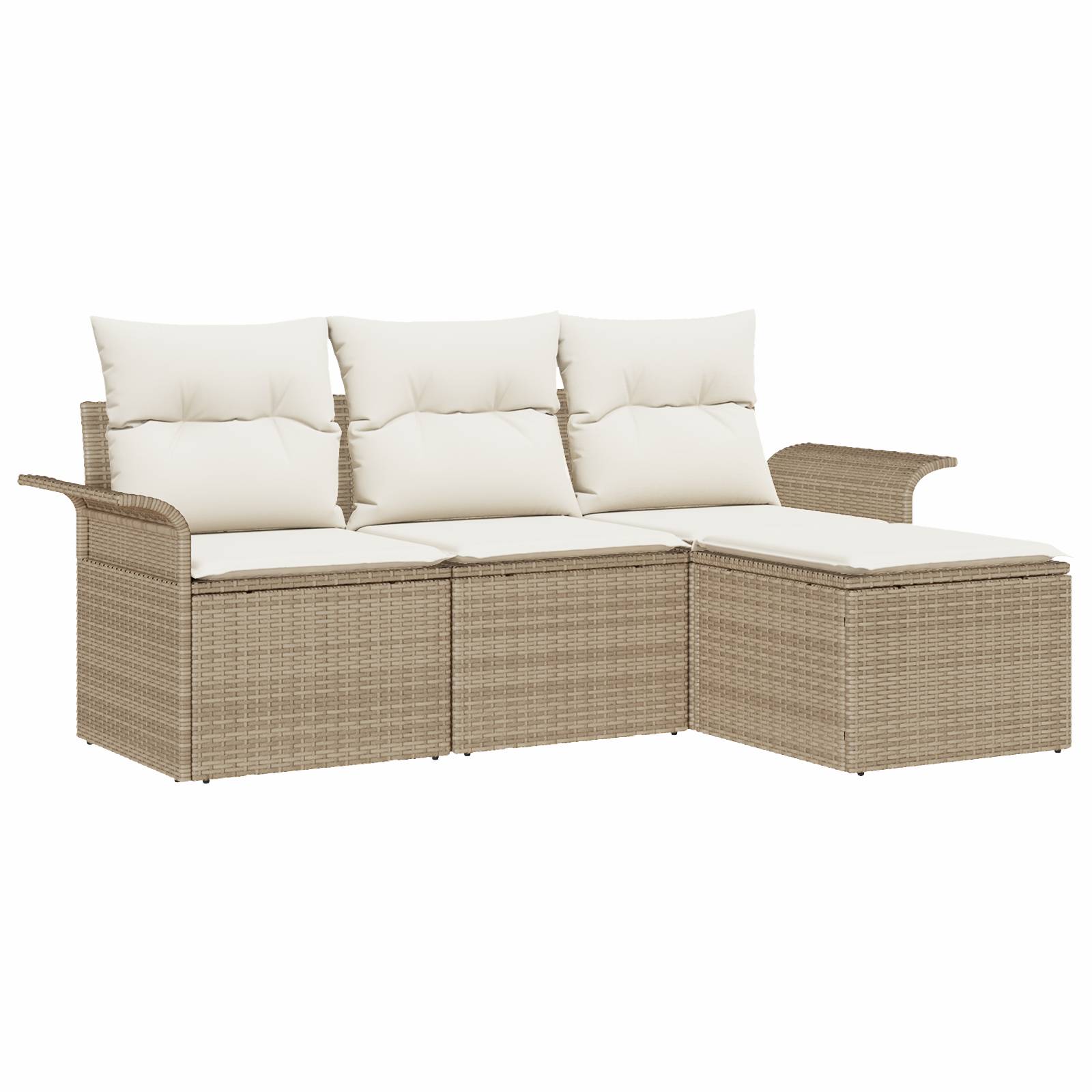 vidaXL 4-teiliges Garten Sofa Set mit Kissen Beige Poly Rattan