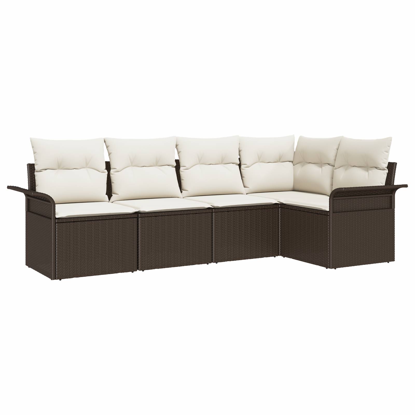 vidaXL 5-teiliges Garten Sofa Set mit Kissen Braun Poly Rattan