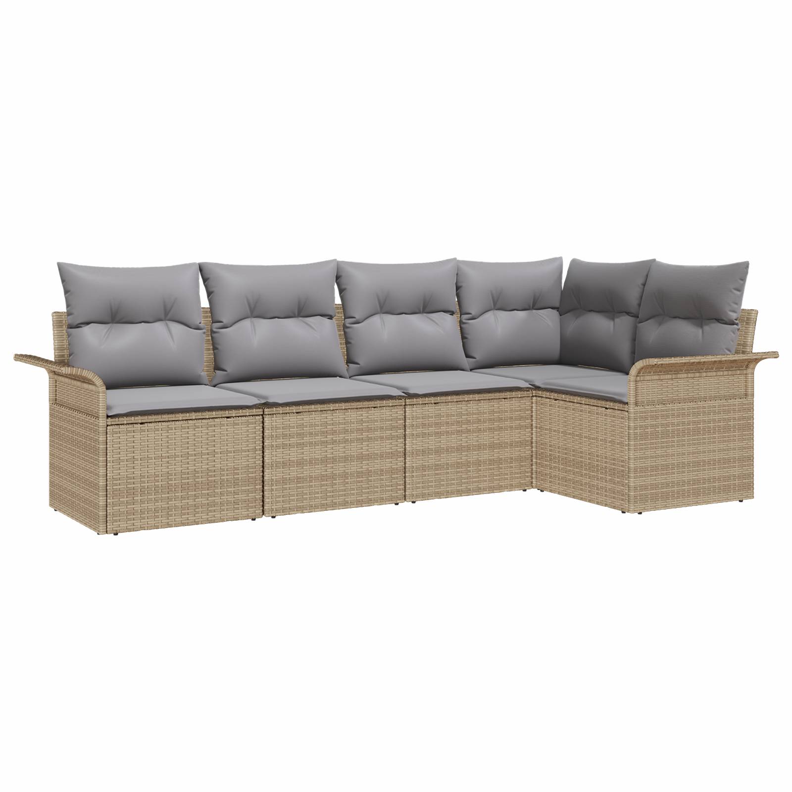 vidaXL 5-teiliges Garten Sofaset mit Kissen Beige Poly Rattan