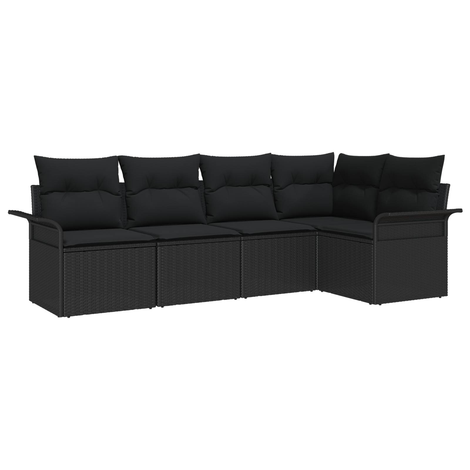 vidaXL 5-teiliges Garten Sofa Set mit Kissen Schwarz Poly Rattan