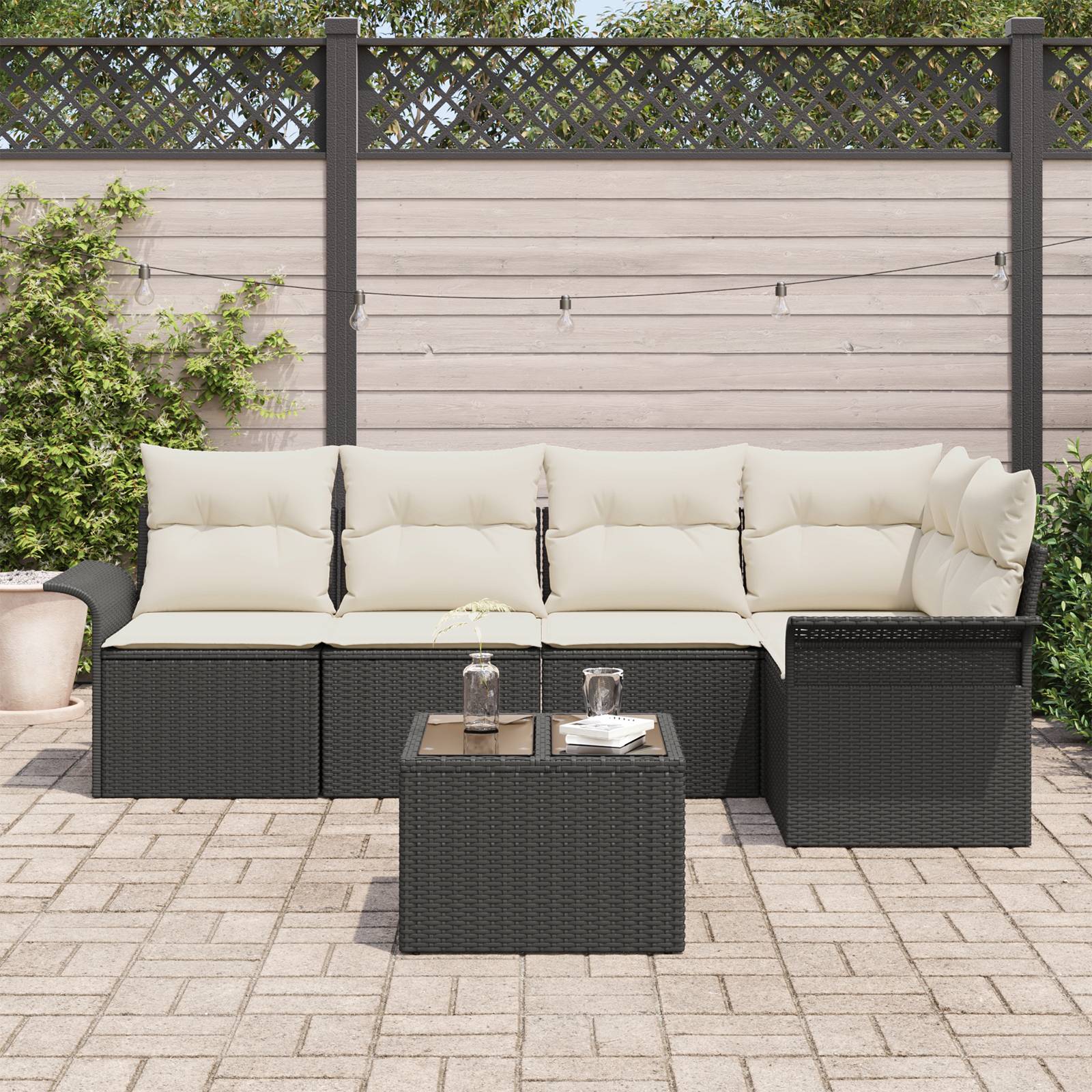 vidaXL 5-teiliges Garten Sofa Set mit Kissen Braun Poly Rattan