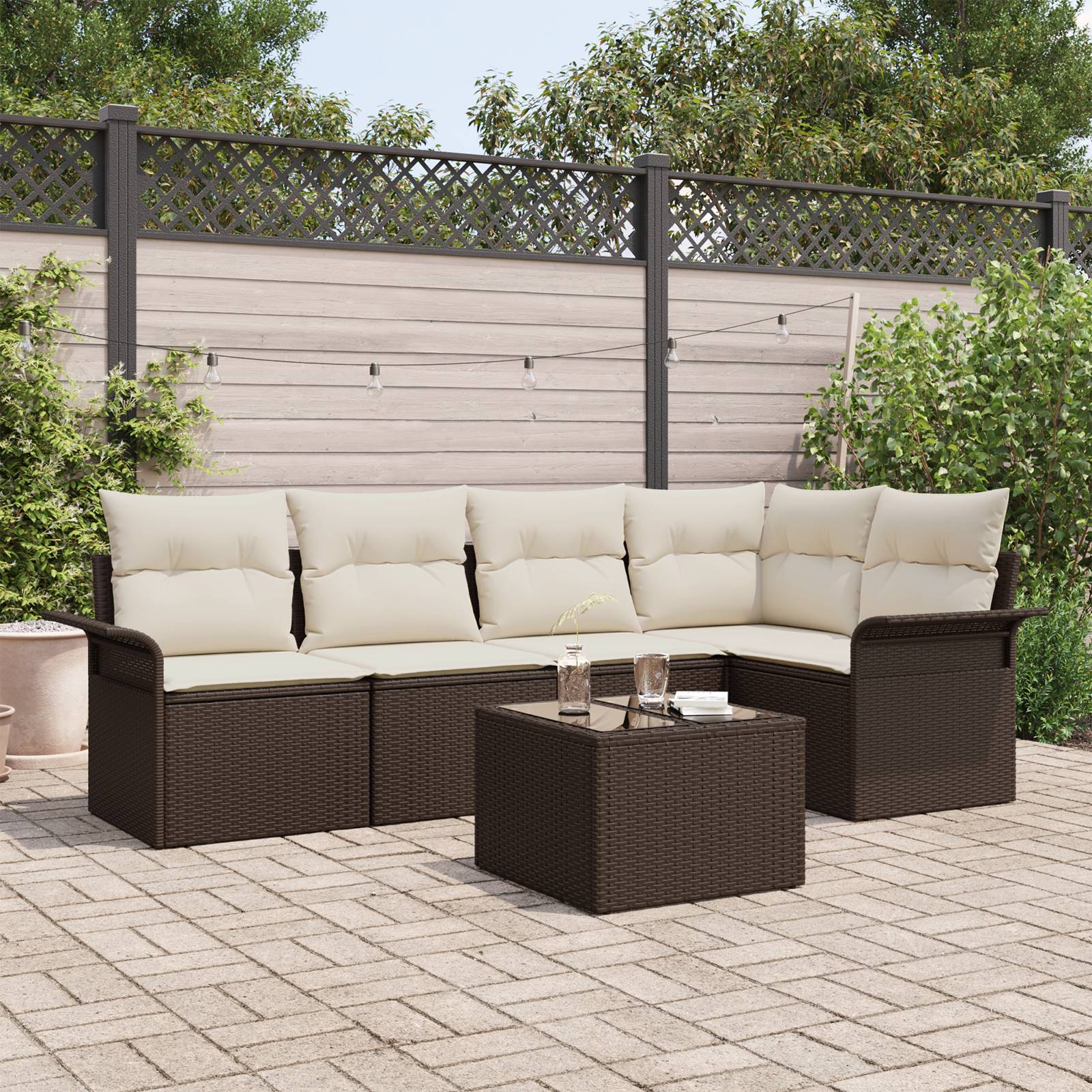 vidaXL 5-teiliges Garten Sofa Set mit Kissen Grau Poly-Rattan