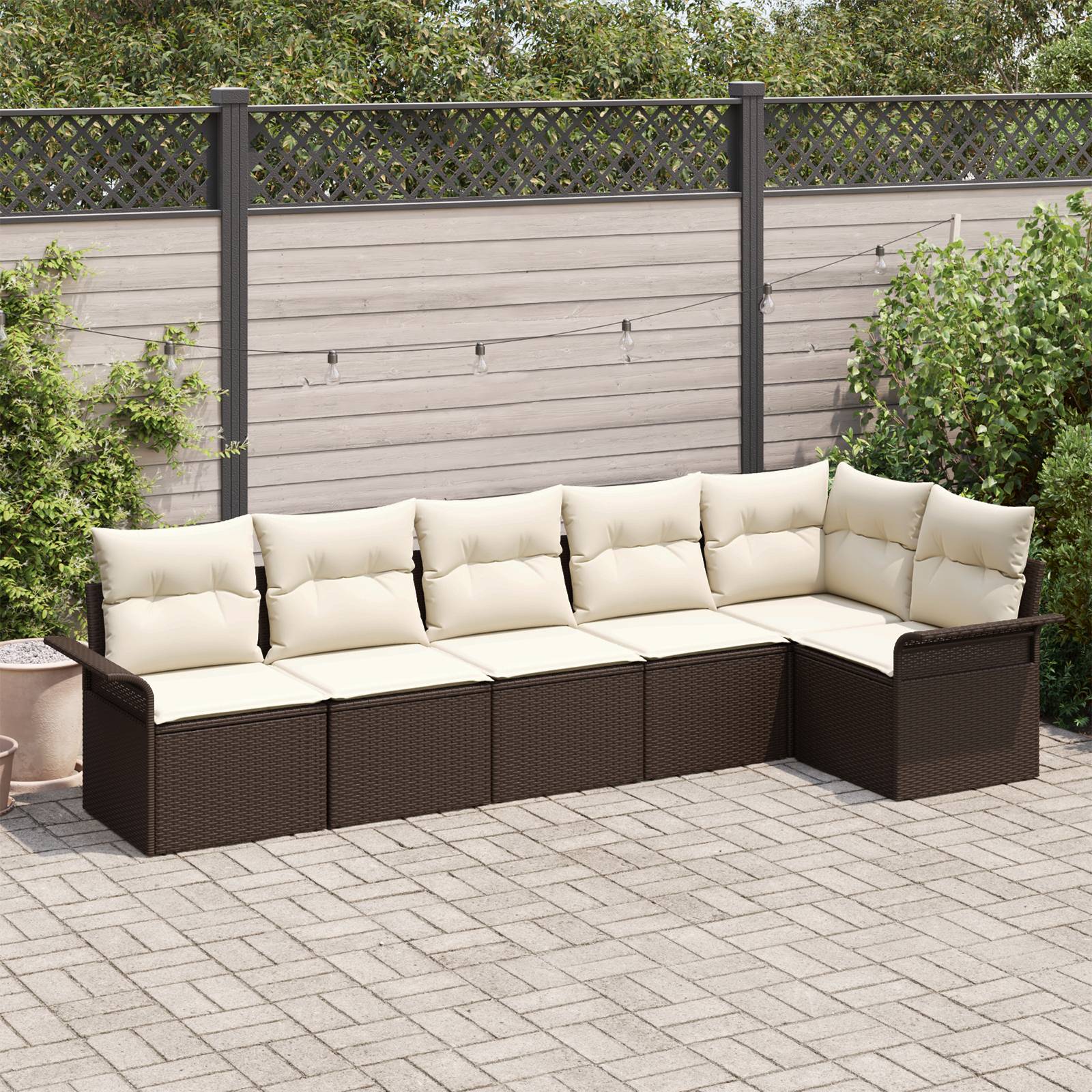 vidaXL 6-teiliges Garten Sofa Set mit Kissen Braun Poly Rattan