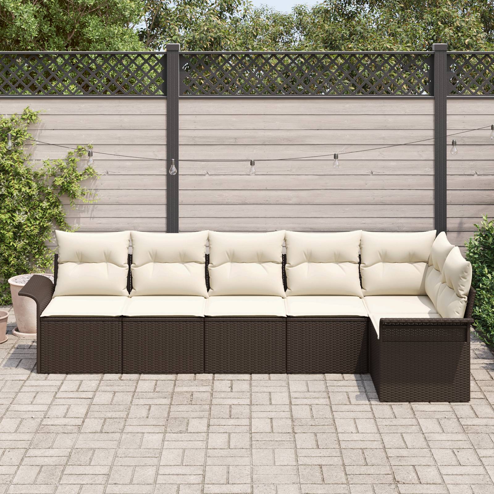vidaXL 6-teiliges Garten Sofa Set mit Kissen Braun Poly Rattan