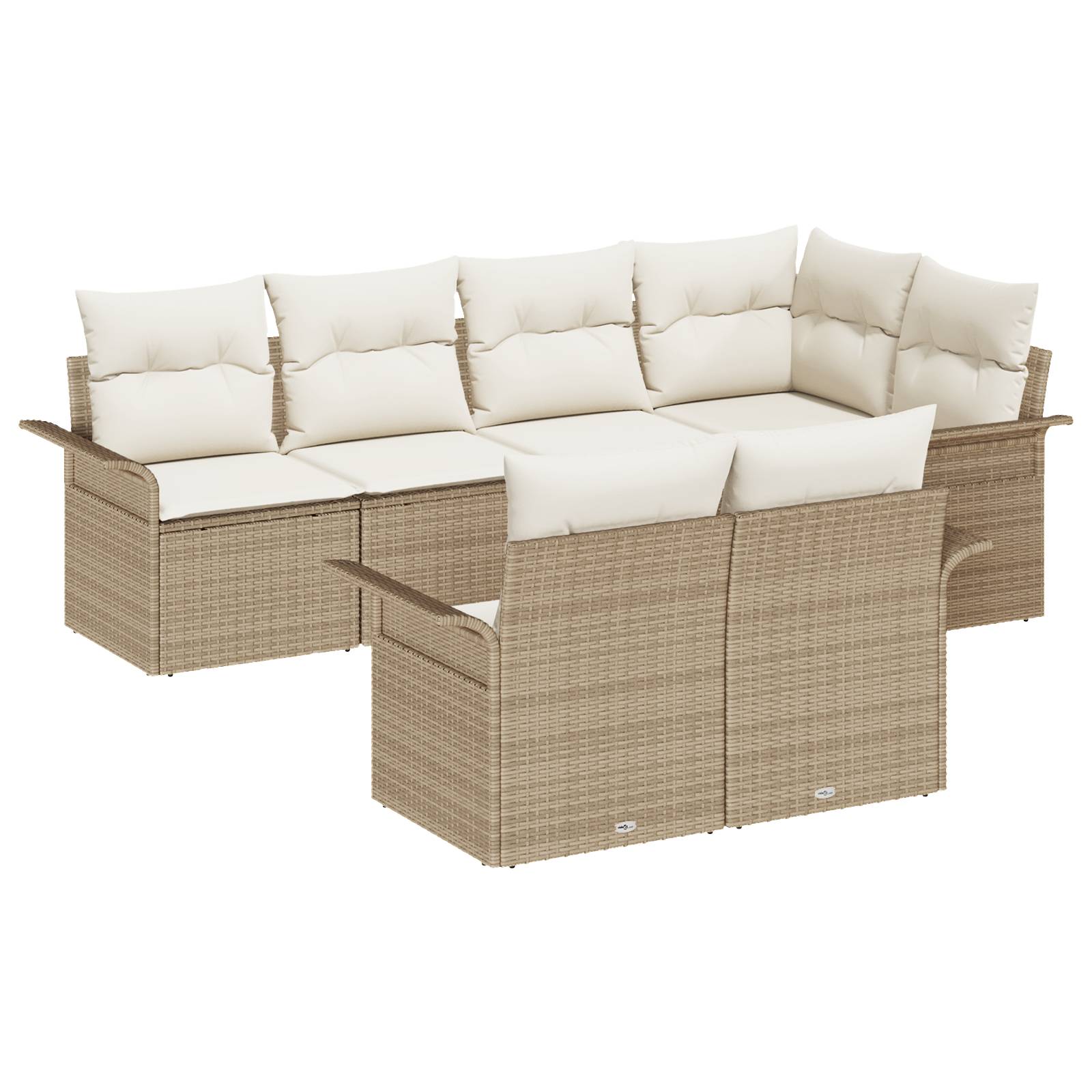 vidaXL 7-teiliges Garten Sofa Set mit Kissen Beige Poly Rattan