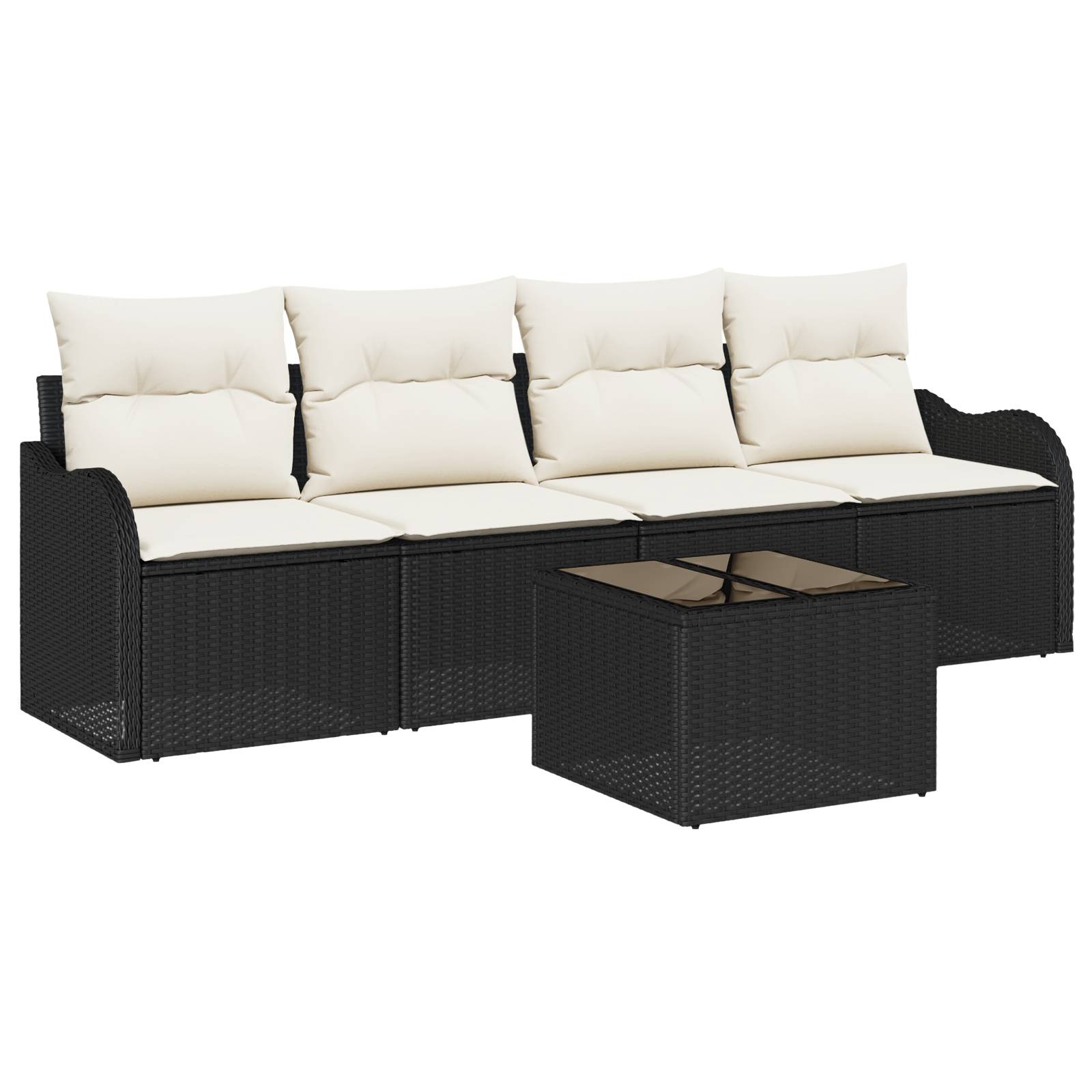 vidaXL 5-teiliges Garten Sofa Set mit Kissen Schwarz Poly Rattan