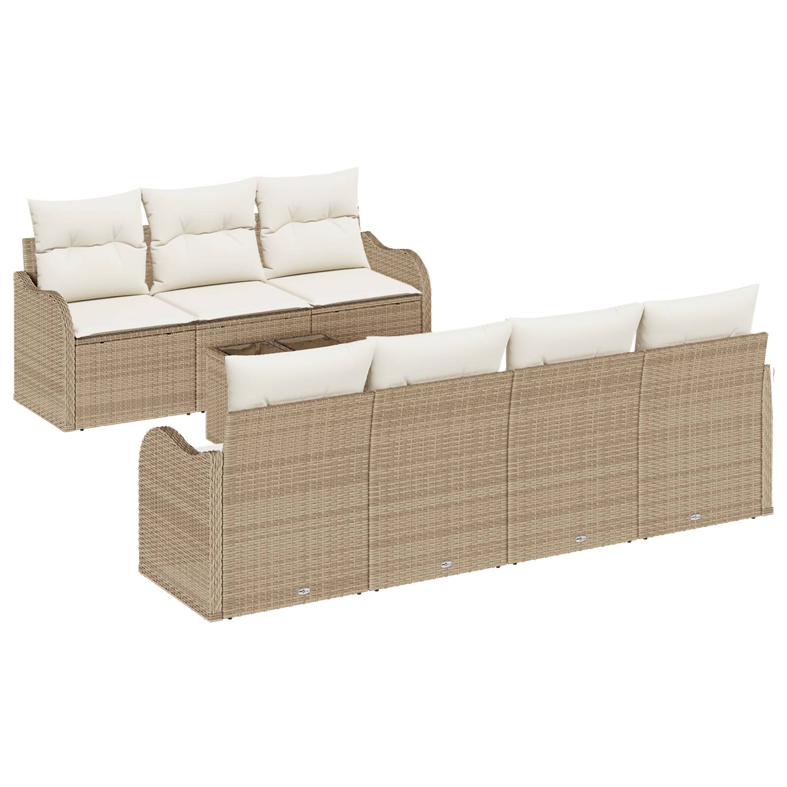 vidaXL 8-teiliges Garten Sofa Set mit Kissen Beige Poly Rattan