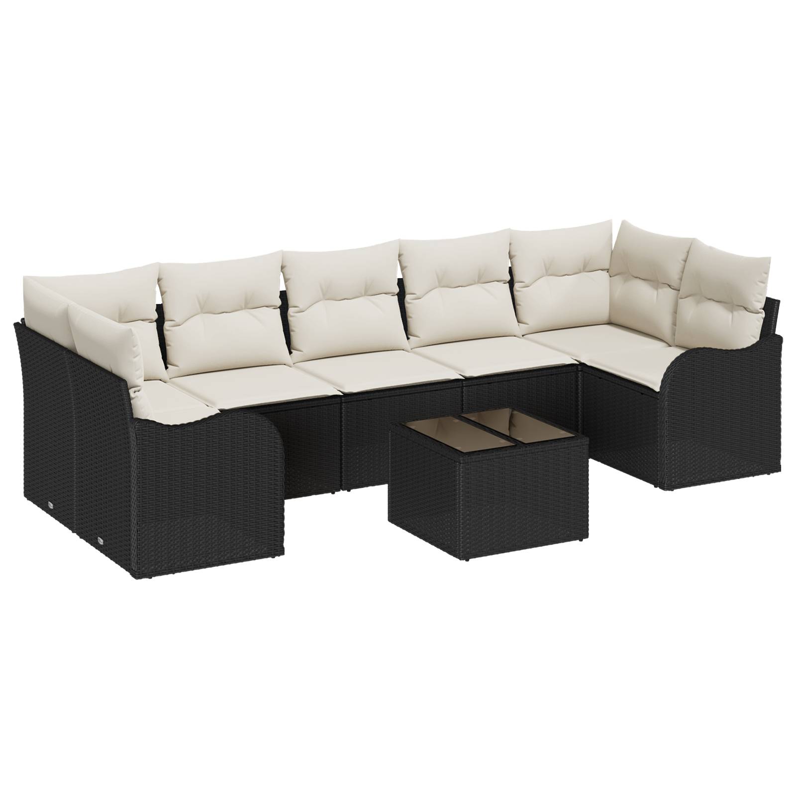 vidaXL 8-tlg. Garten-Sofagarnitur mit Kissen Schwarz Poly Rattan