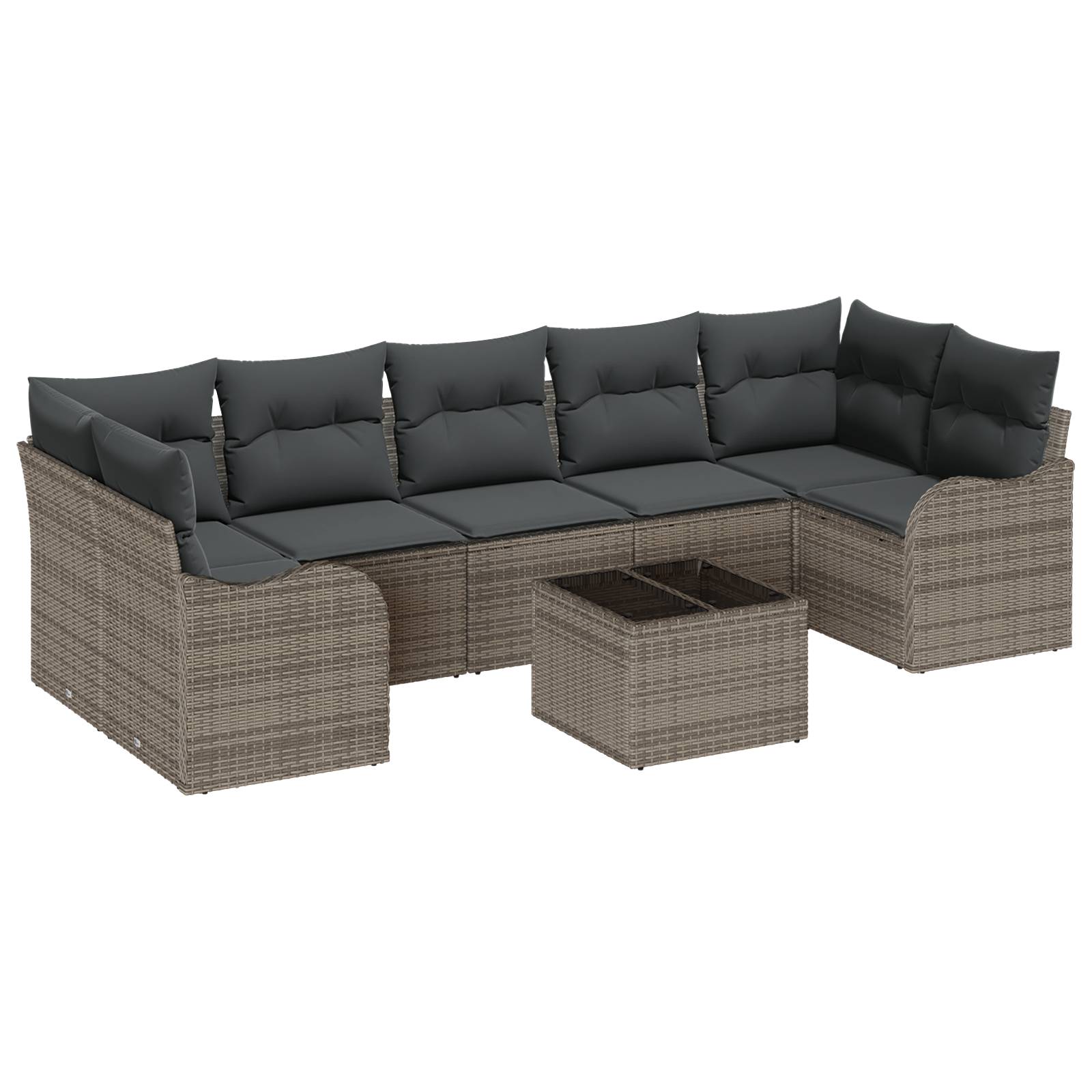vidaXL 8-tlg. Garten-Sofagarnitur mit Kissen Grau Poly Rattan