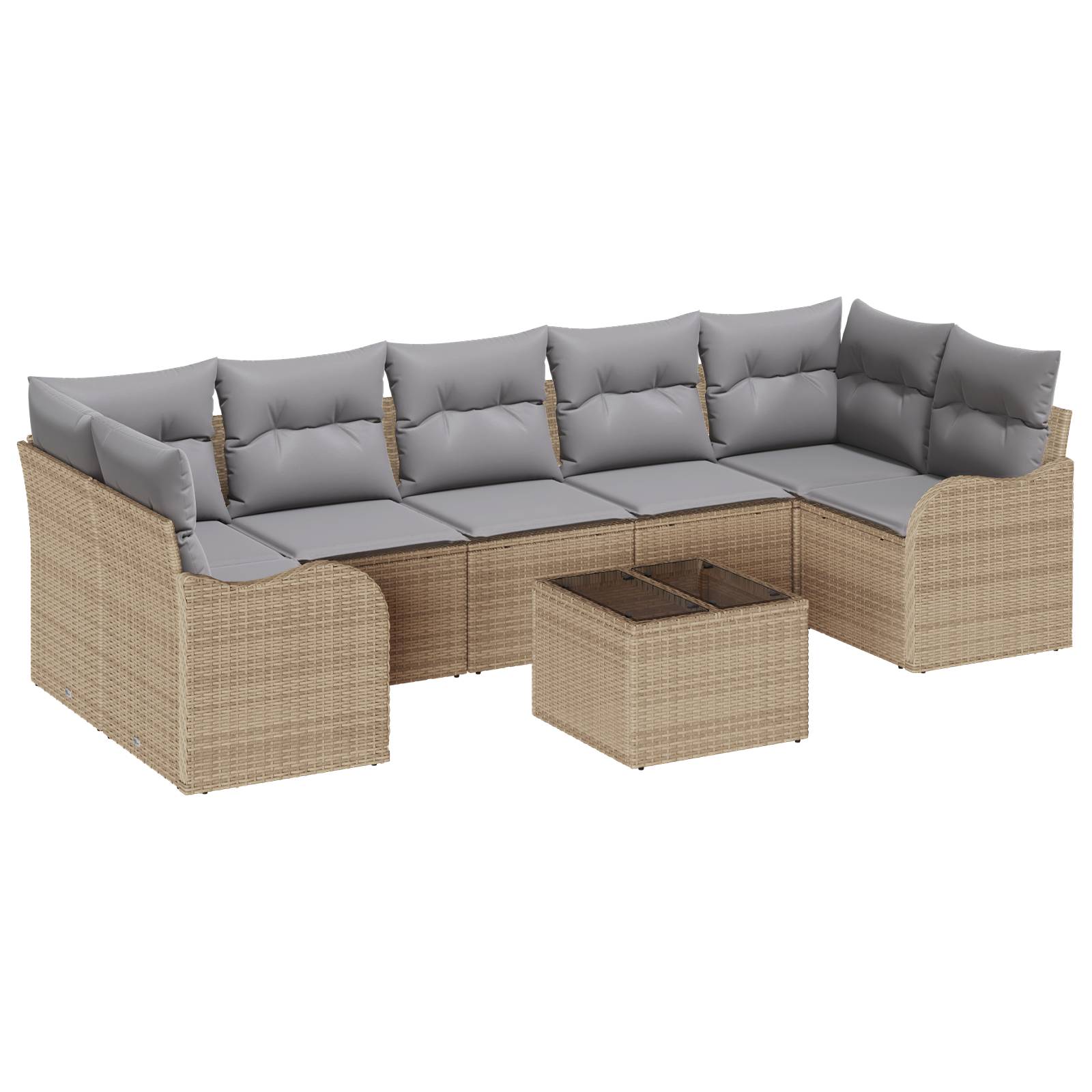 vidaXL 8-tlg. Garten-Sofagarnitur mit Kissen Beige Poly Rattan