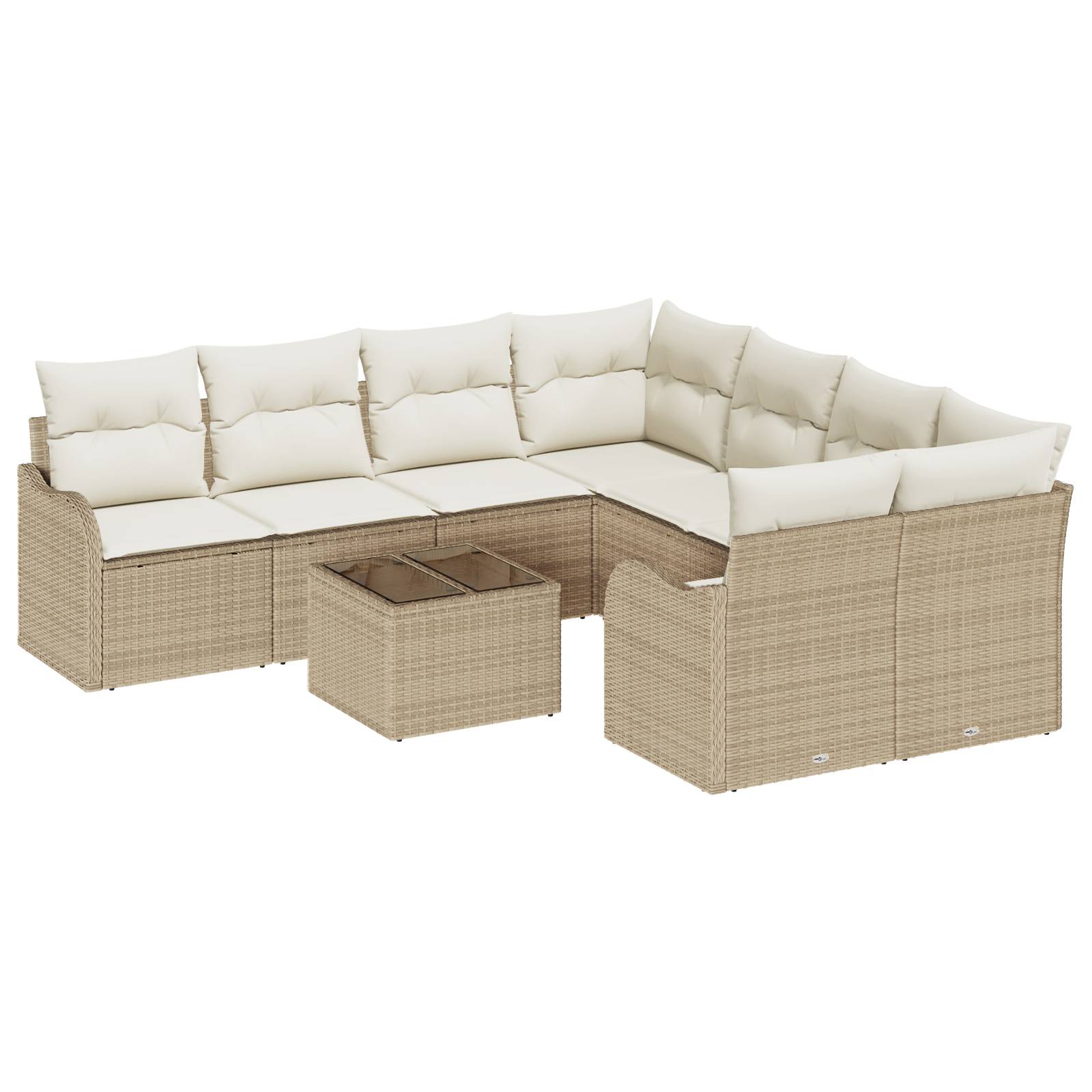 vidaXL 9-teiliges Garten Sofa Set mit Kissen Beige Poly Rattan