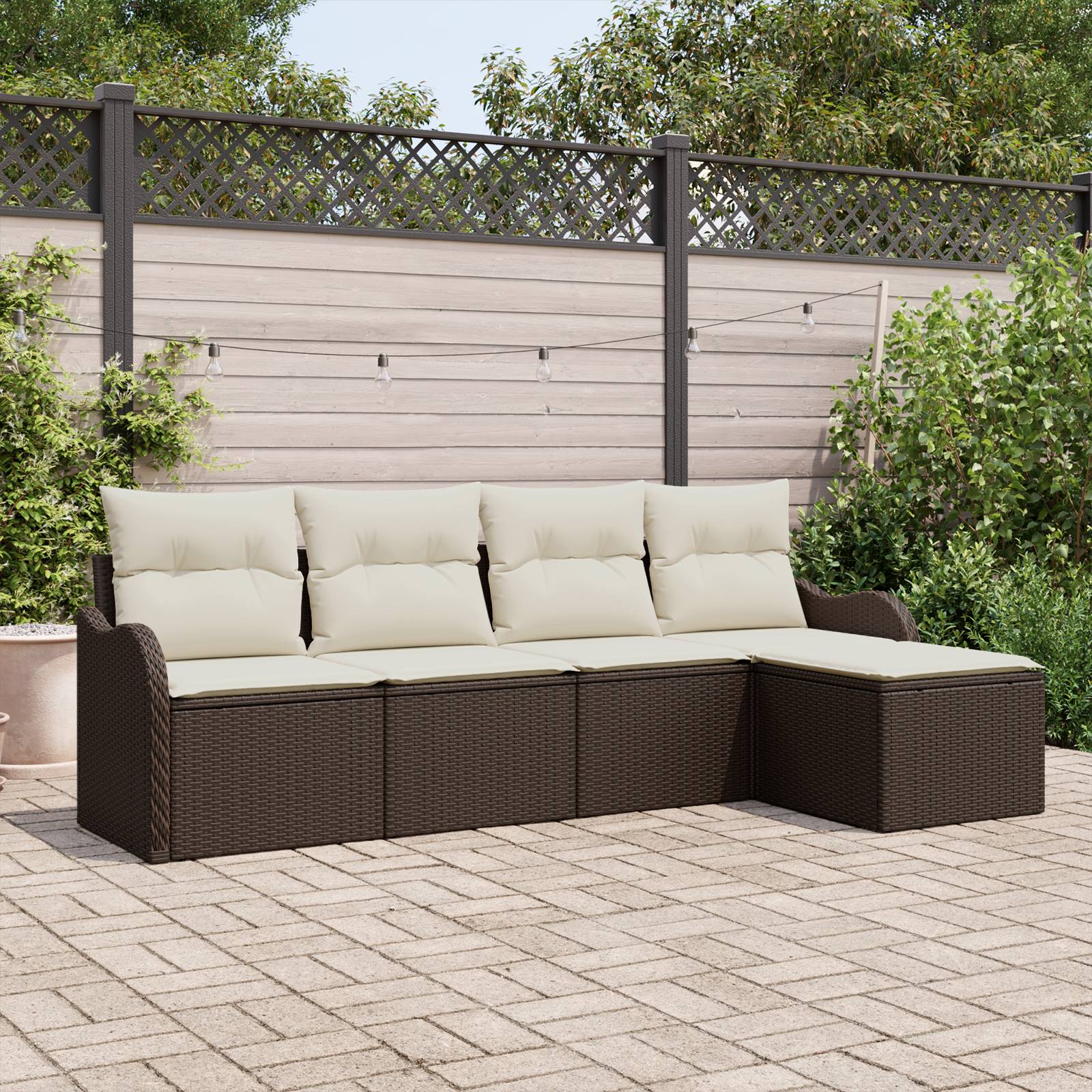 vidaXL 5-teiliges Garten sofa Set mit Kissen aus braunem Poly Rattan