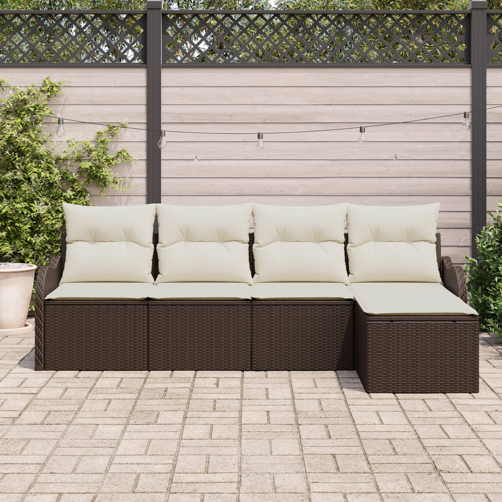 vidaXL 5-teiliges Garten sofa Set mit Kissen aus braunem Poly Rattan