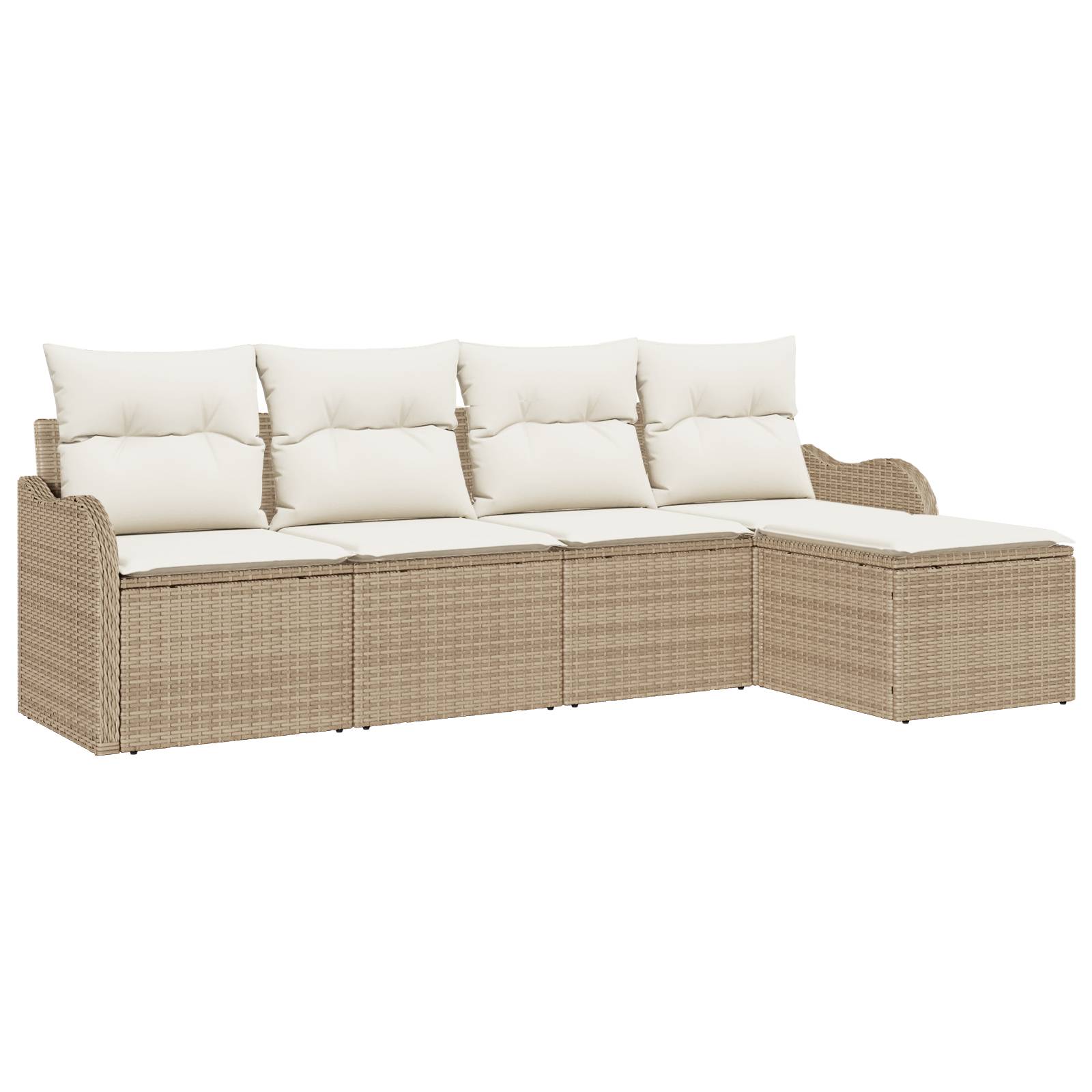 vidaXL 5-teiliges Garten Sofa Set mit Kissen Beige Poly Rattan