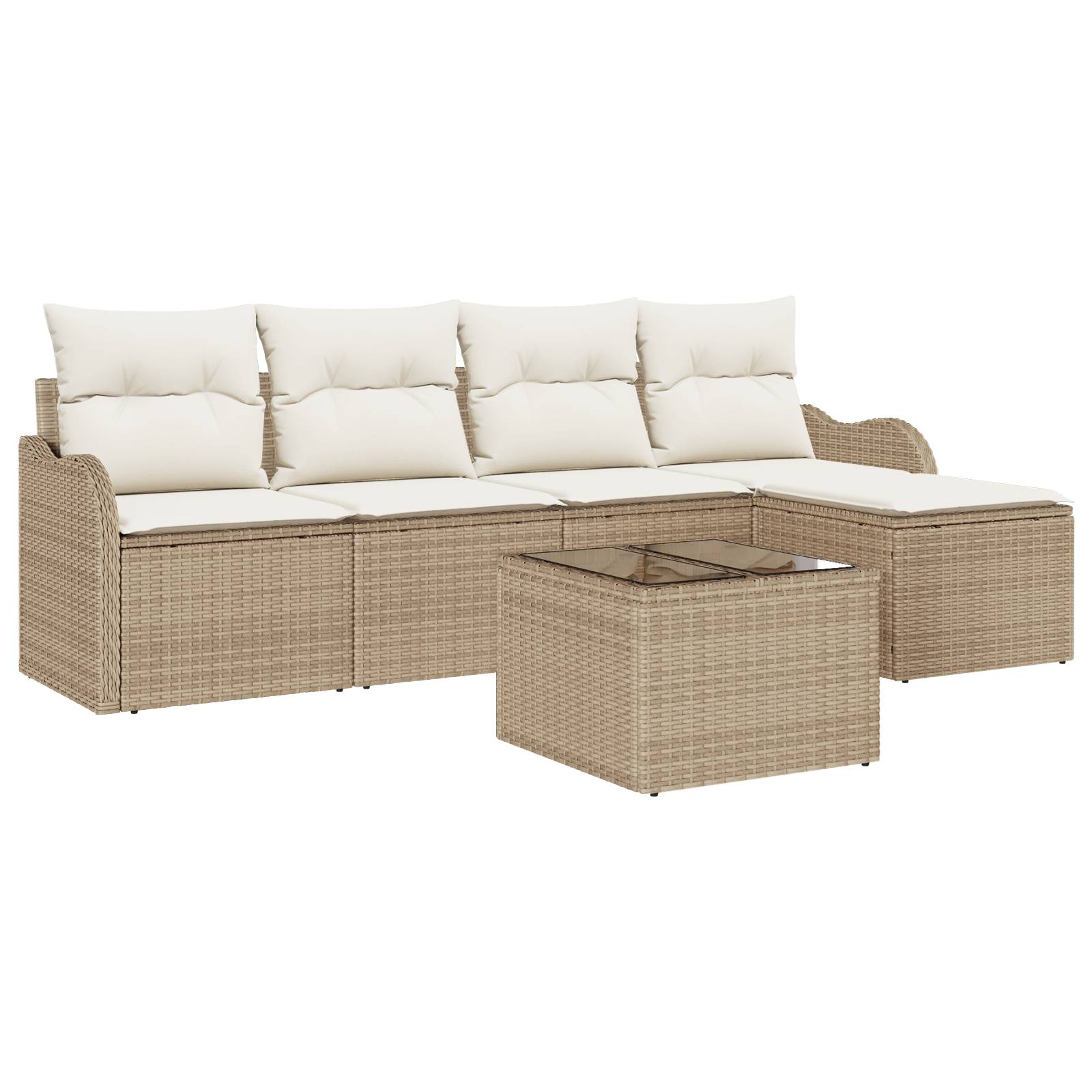 vidaXL 6-teiliges Garten Sofa Set mit Kissen Braun Poly Rattan