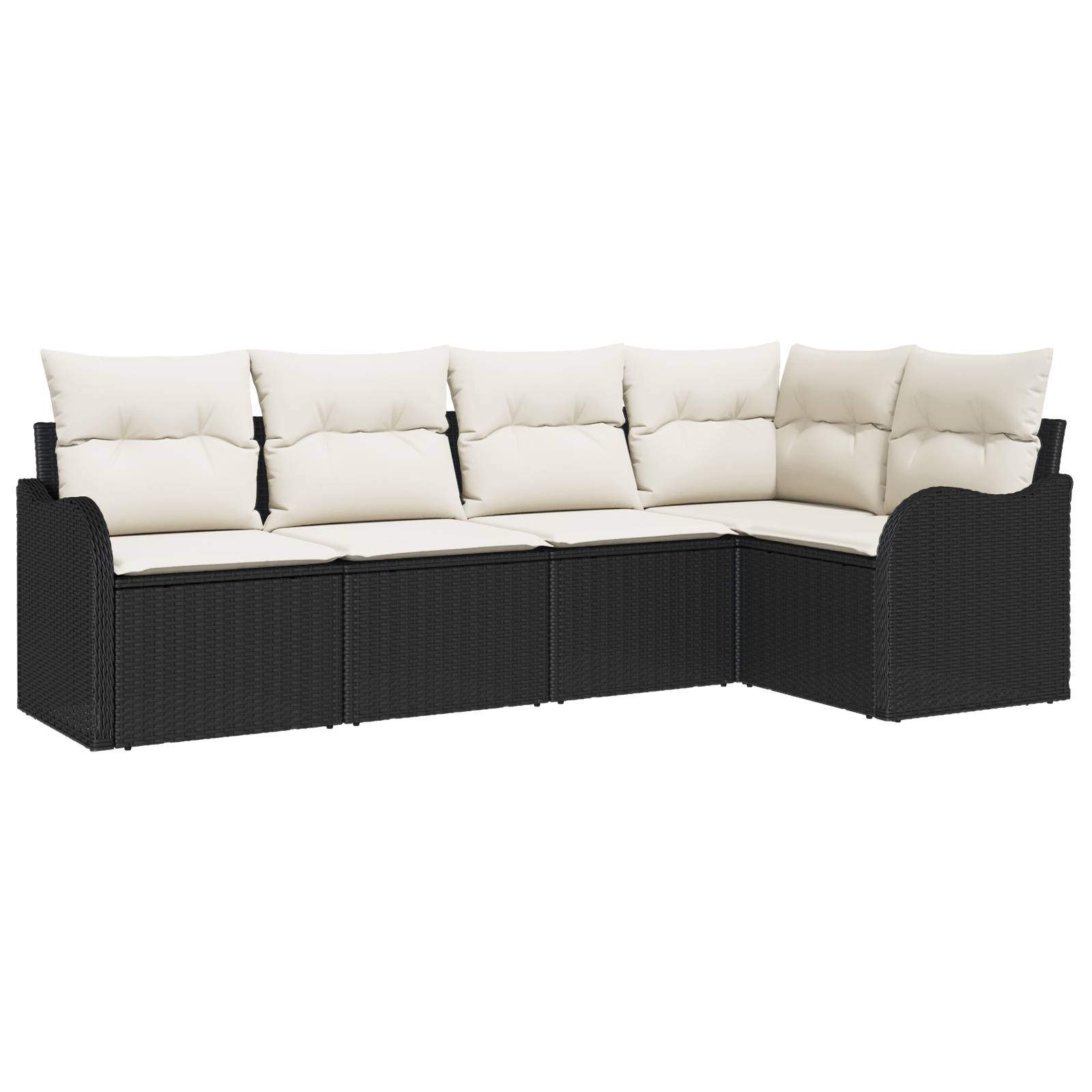 vidaXL 5-teiliges Garten Sofaset mit Kissen Schwarz Poly Rattan