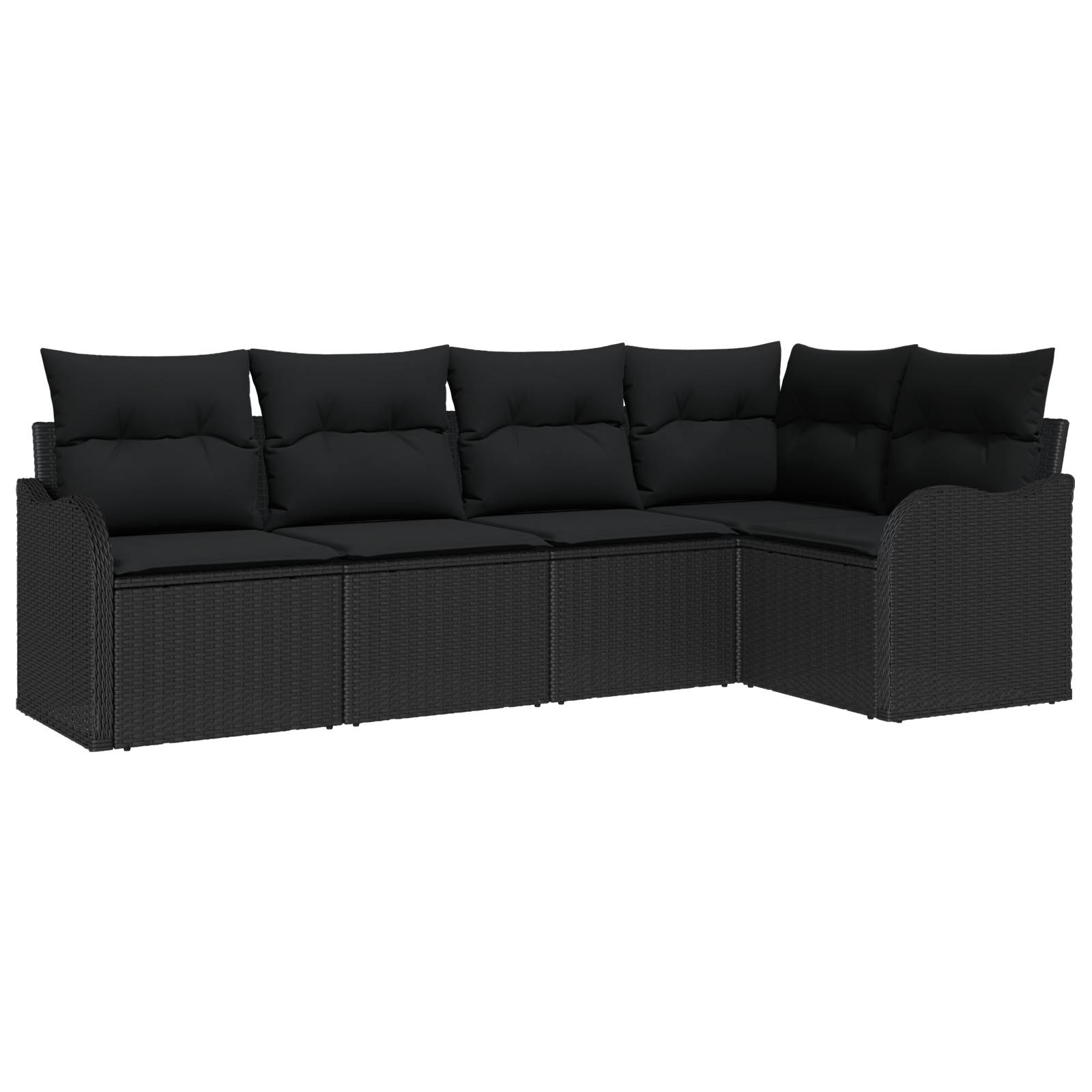 vidaXL 5-teiliges Garten-Sofa-Set mit Kissen Schwarz Poly-Rattan